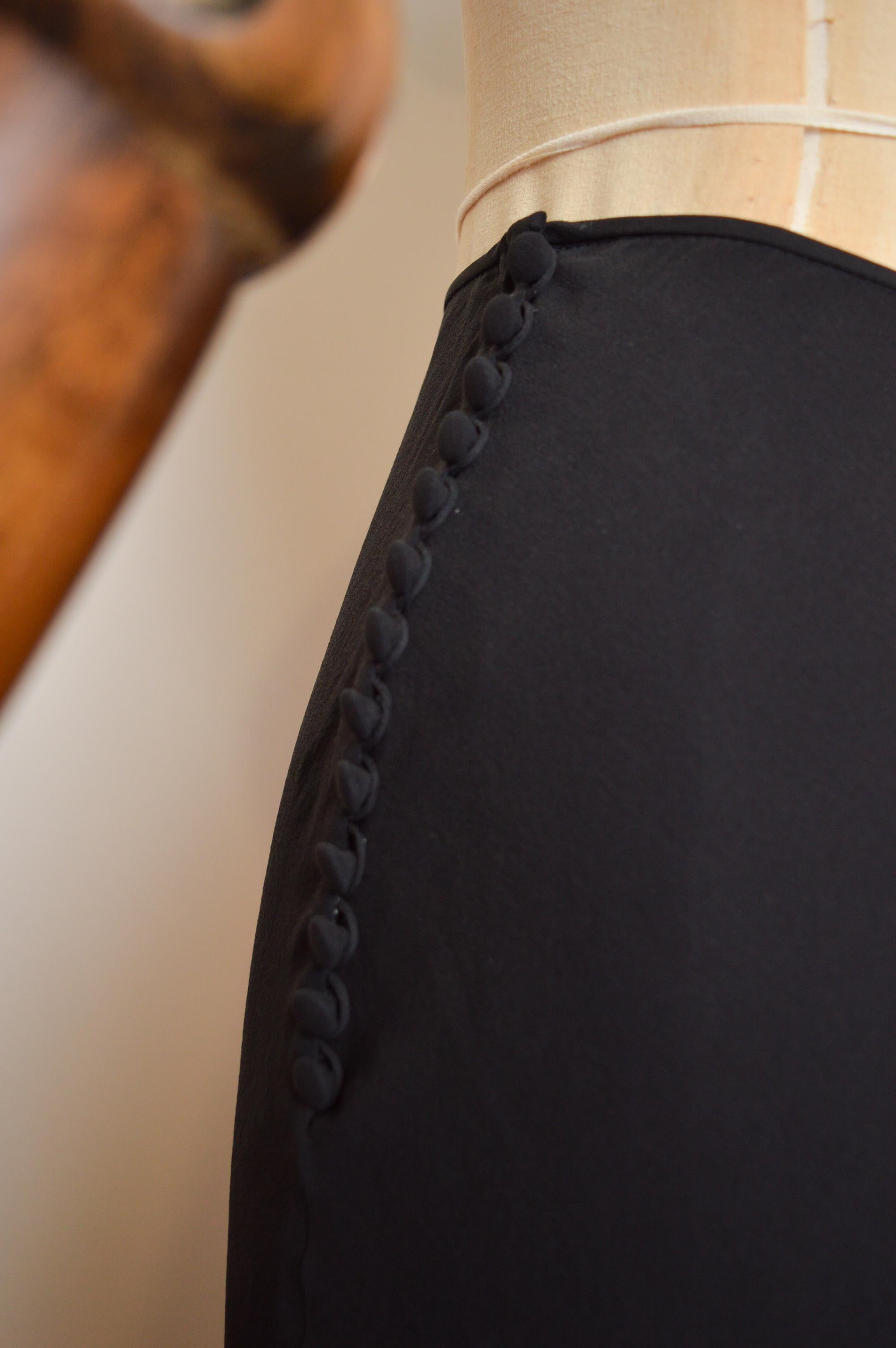 A/W 2002 Christian Dior by John Galliano Black Silk Bias cut Button down Skirt For Sale 8