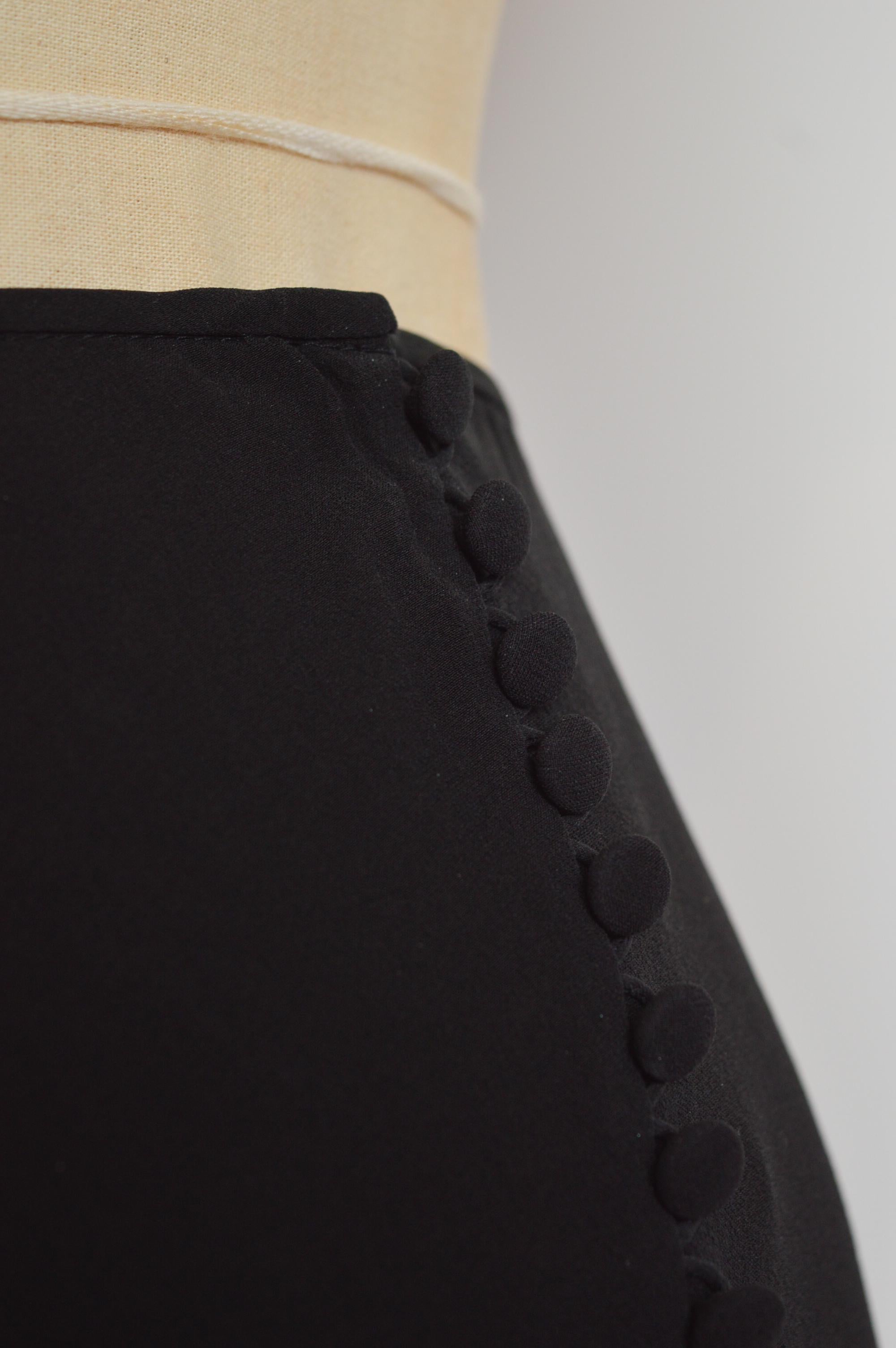 A/W 2002 Christian Dior by John Galliano Black Silk Bias cut Button down Skirt For Sale 4