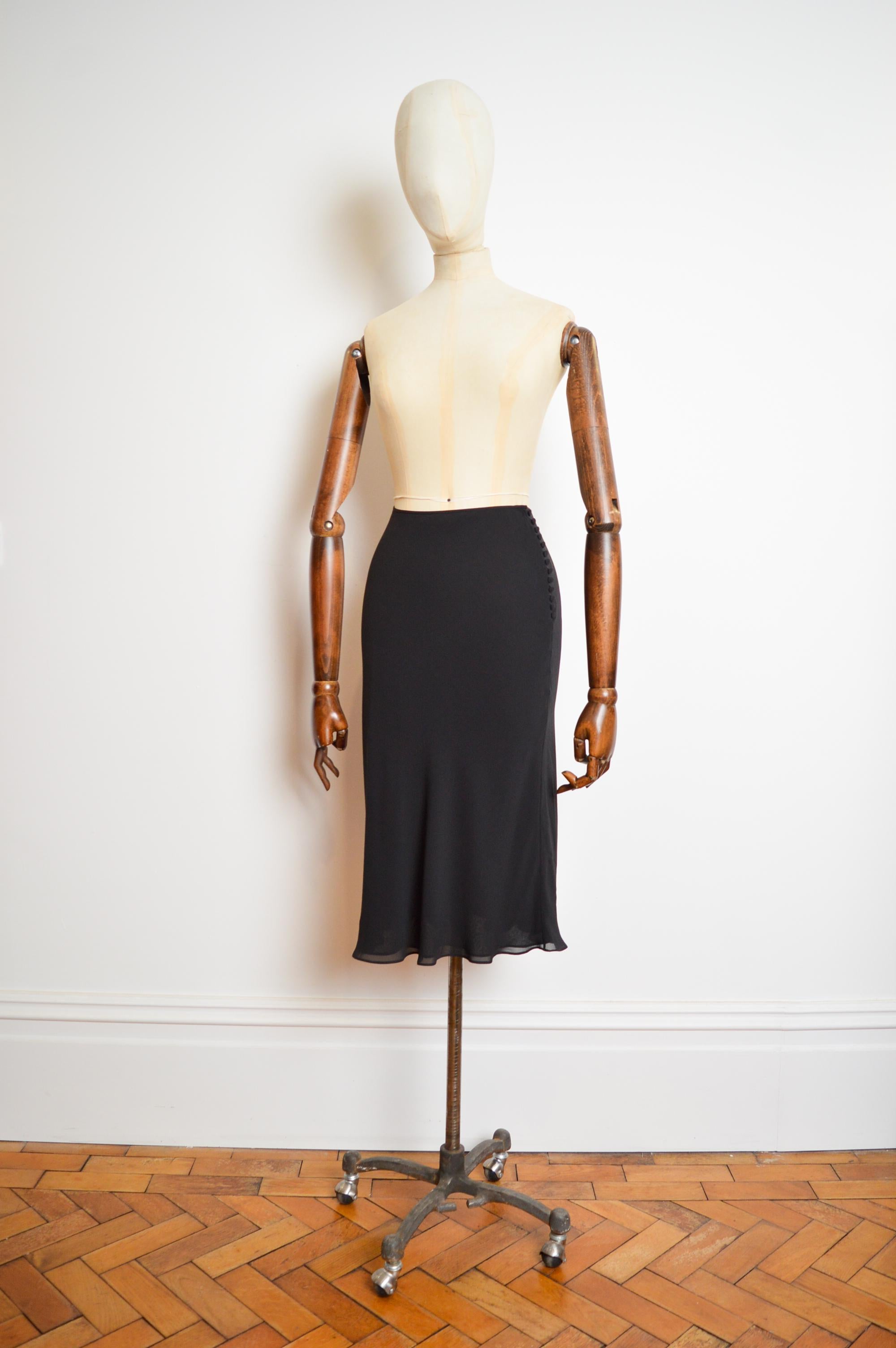 A/W 2002 Christian Dior by John Galliano Black Silk Bias cut Button down Skirt For Sale 5