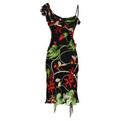A/W 2002 Christian Dior by John Galliano Silk Black Tropical Dress
