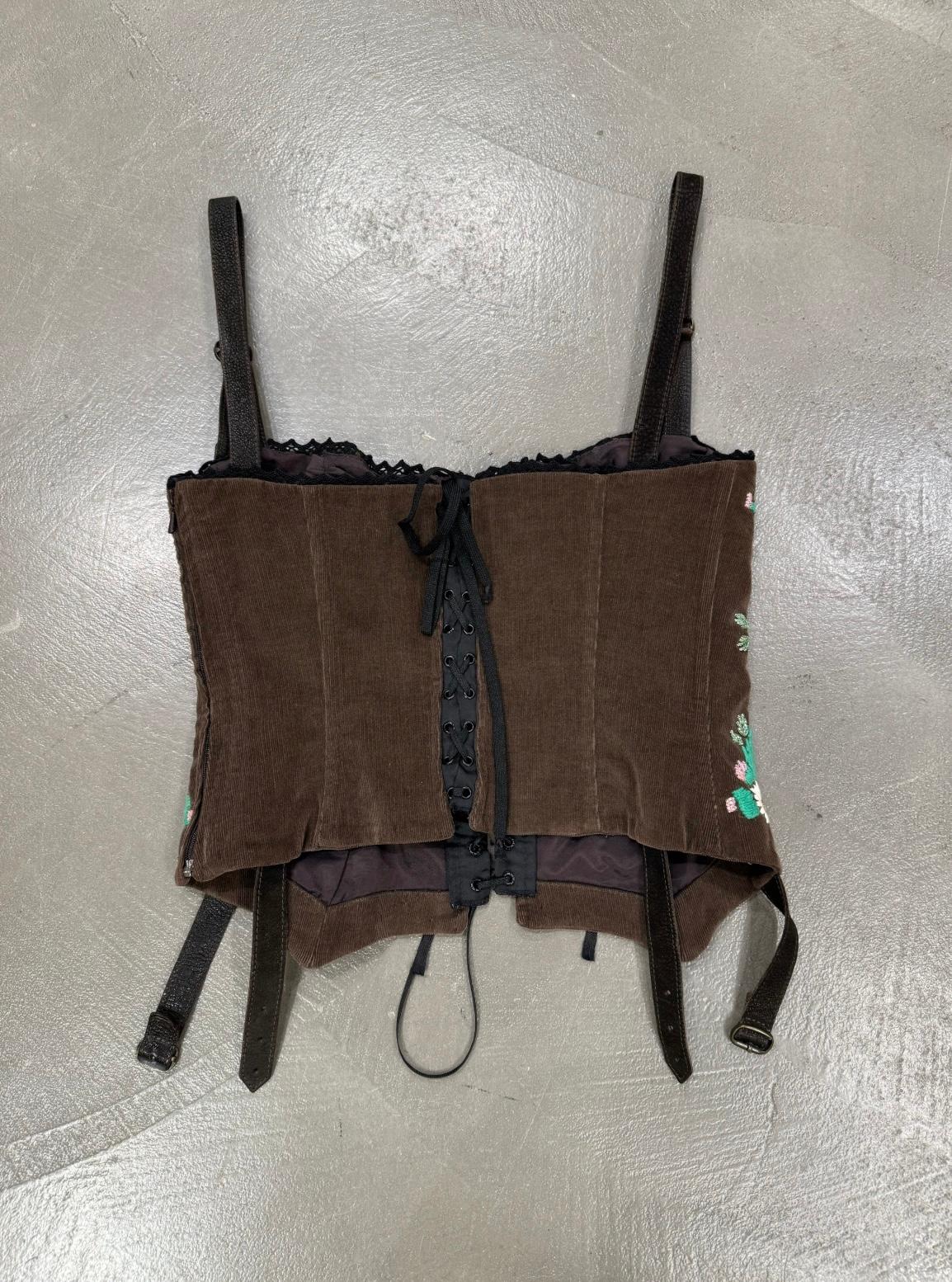 Corsetto in velluto a coste D.G. A/I 2002 con ricamo floreale in vendita 1