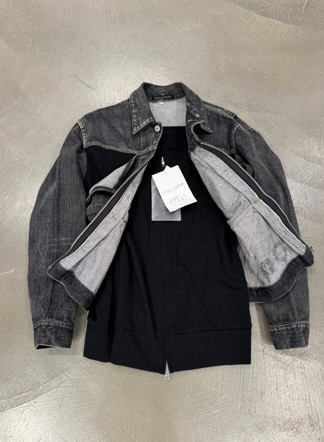 Black A/W 2002 Yohji Yamamoto défilé veste en denim déconstruite - NEW en vente