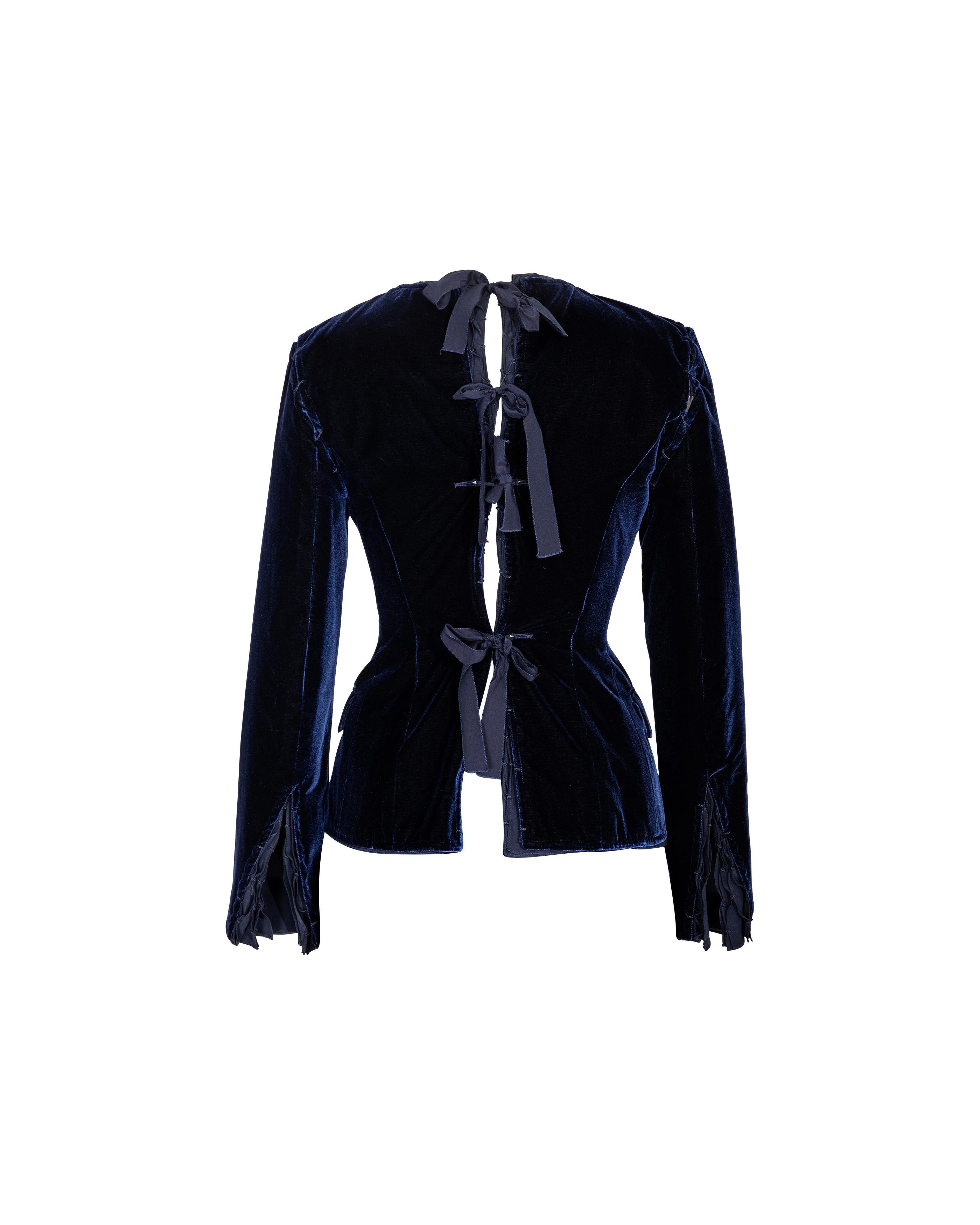 A/W 2002 Yves Saint Laurent by Tom Ford Blue Velvet and Silk Ribbons Suit Set 11