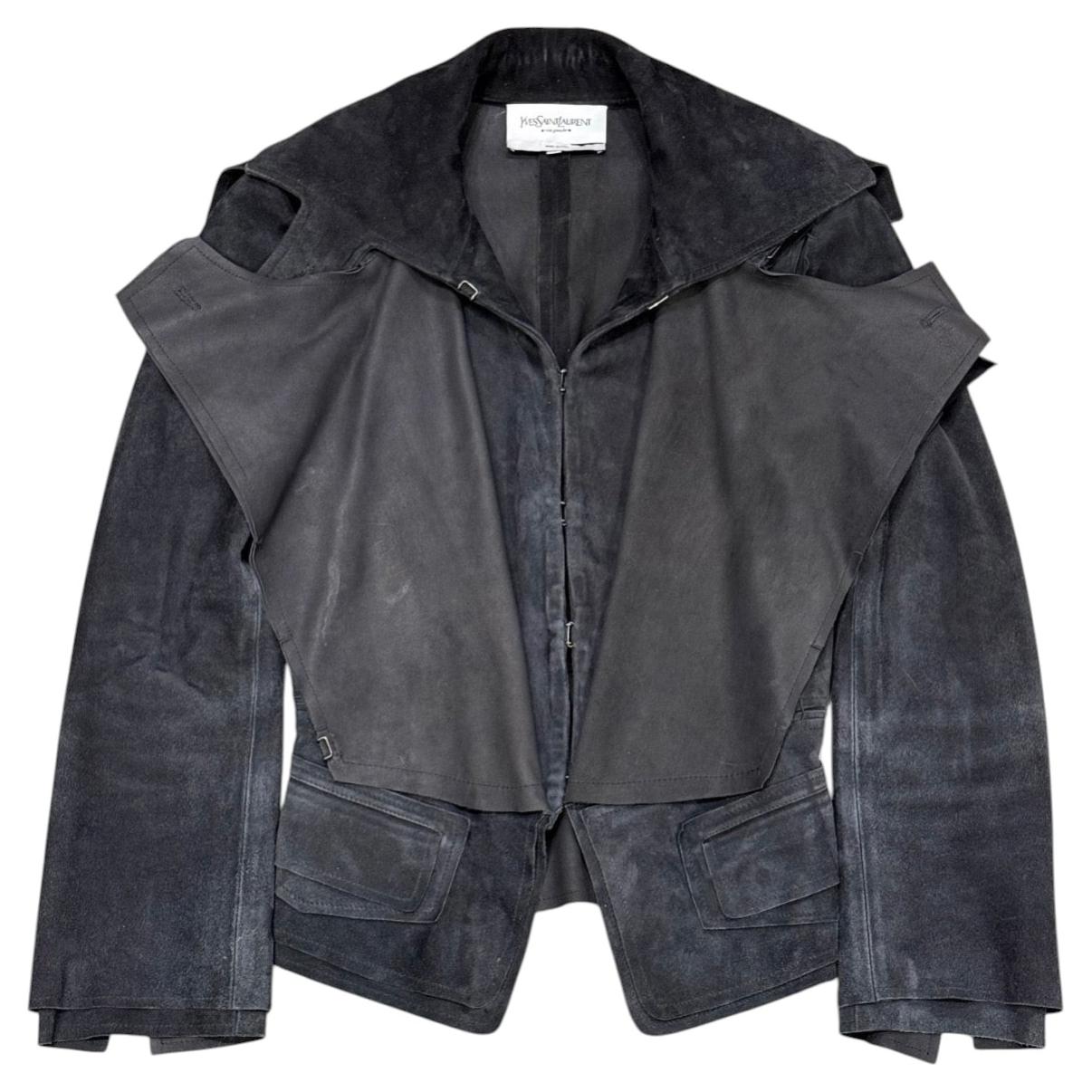 A/W 2002 Yves Saint Laurent by Tom Ford runway suede multi-layer panel jacket