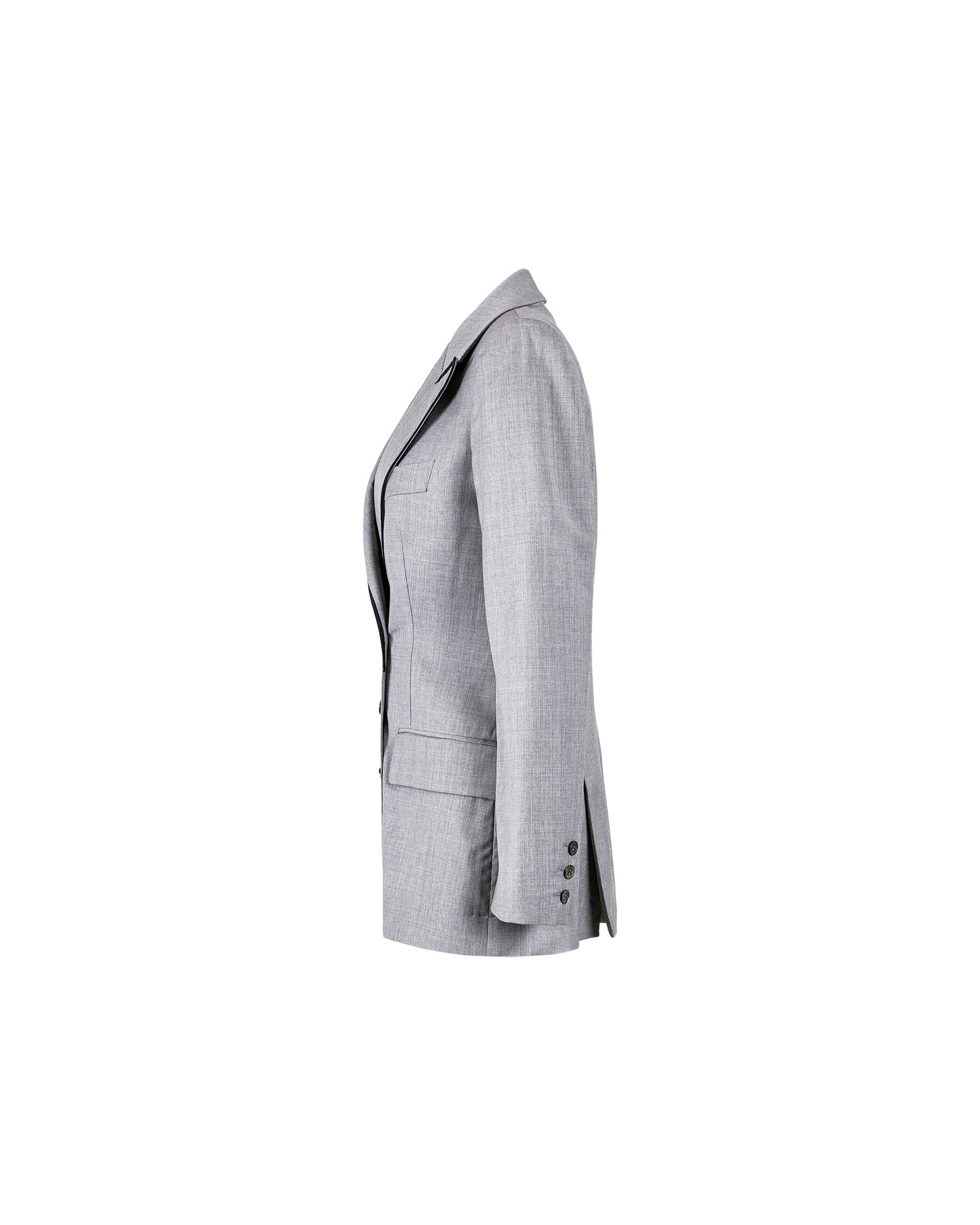 A/W 2003 Alexander McQueen Grey Double-Breasted Jacket Pant Suit In Good Condition In North Hollywood, CA