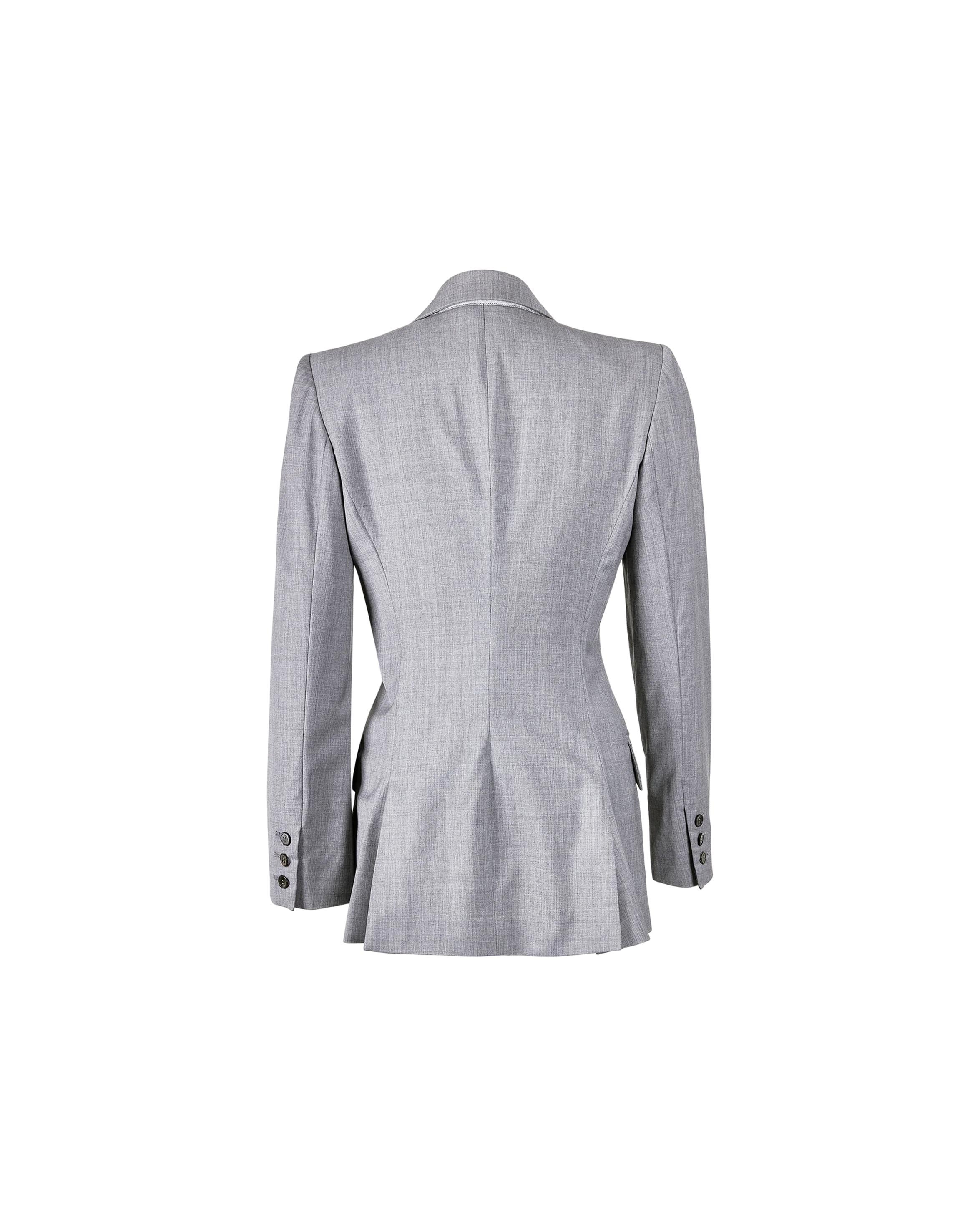 Women's A/W 2003 Alexander McQueen Grey Double-Breasted Jacket Pant Suit