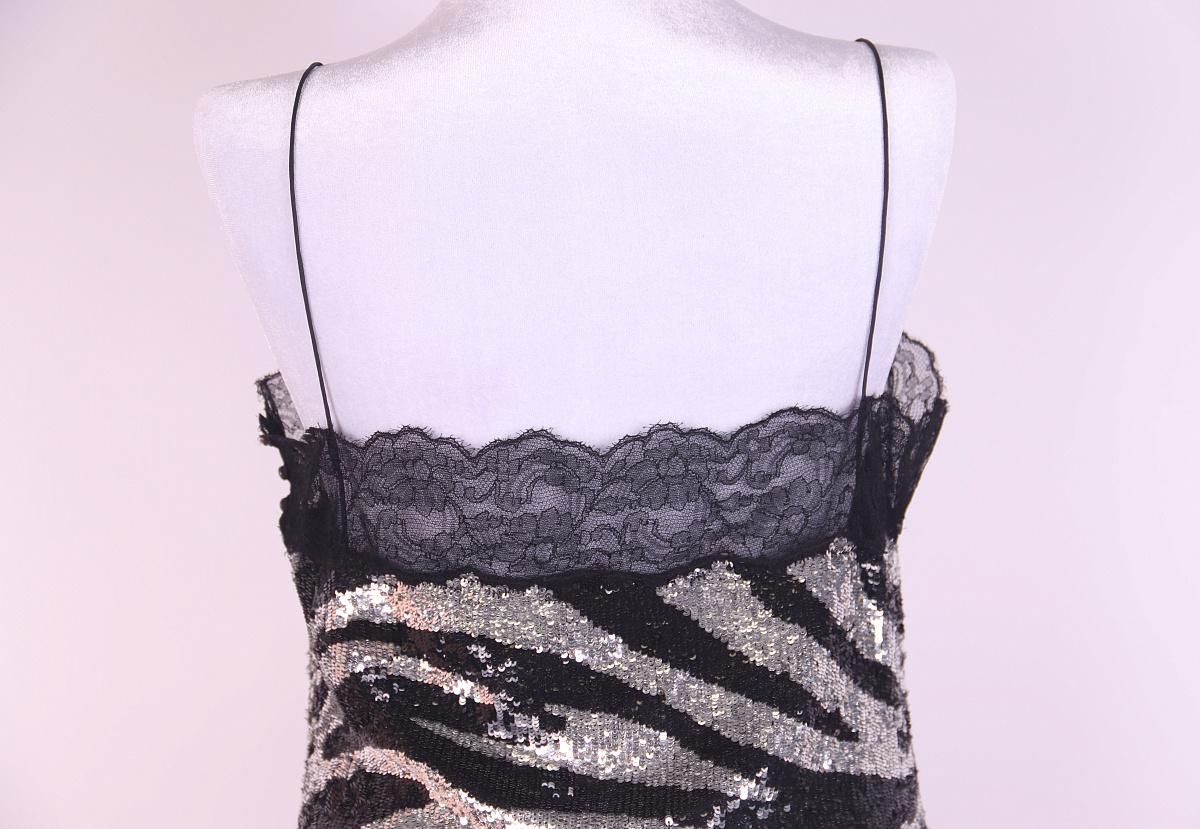 A/W 2003 Celine by Michael Kors Zebra Print Sequin & Lace Mini Dress runway For Sale 4
