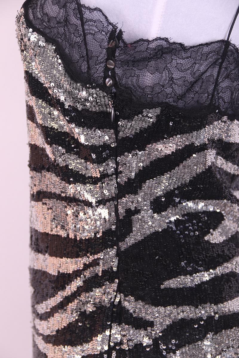 A/W 2003 Celine by Michael Kors Zebra Print Sequin & Lace Mini Dress runway For Sale 6