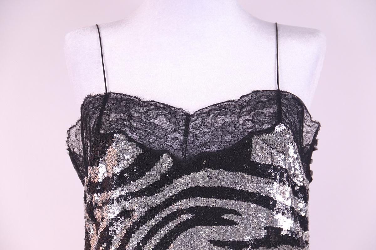 A/W 2003 Celine by Michael Kors Zebra Print Sequin & Lace Mini Dress runway For Sale 8