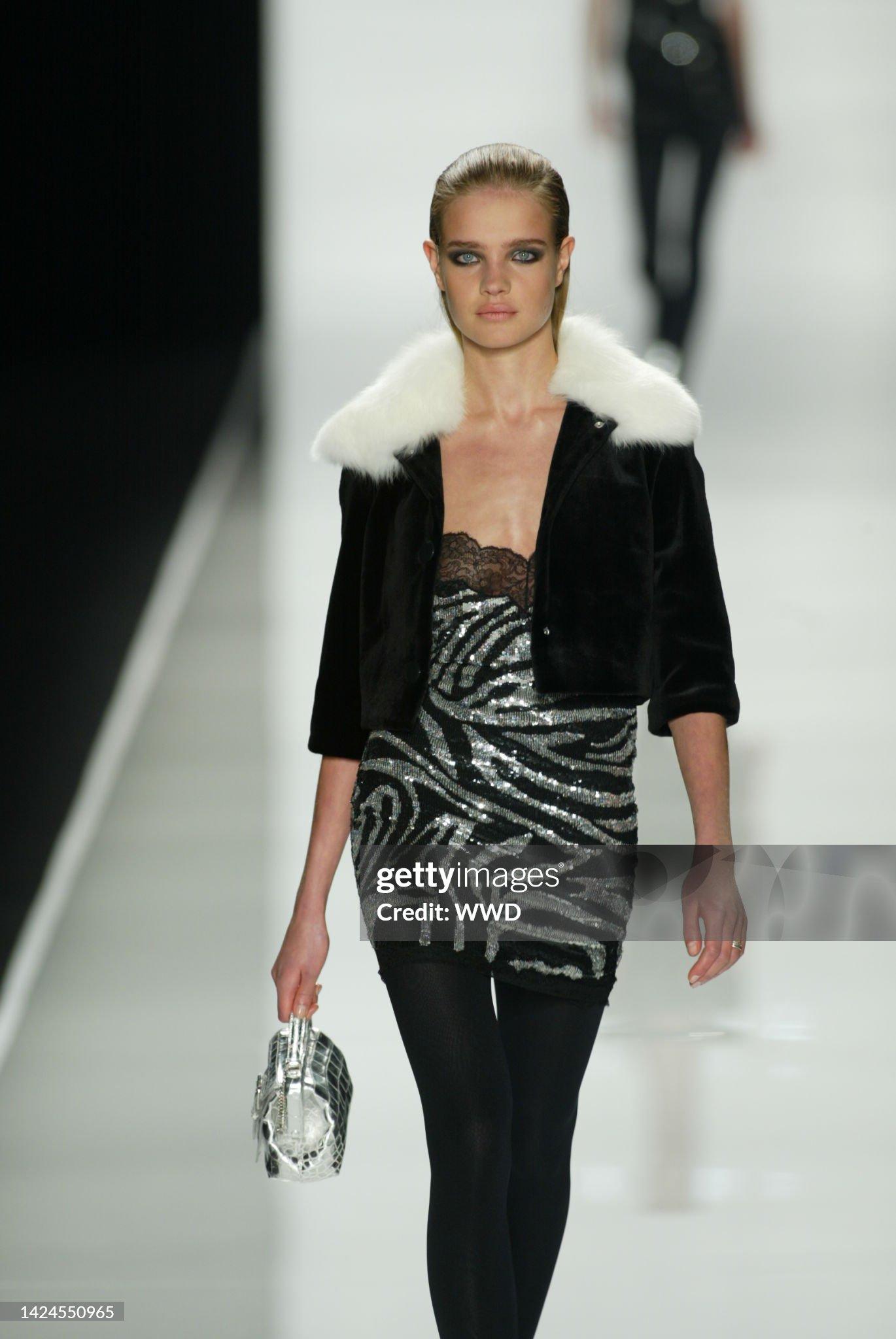 A/W 2003 Celine by Michael Kors Zebra Print Sequin & Lace Mini Dress runway For Sale 9