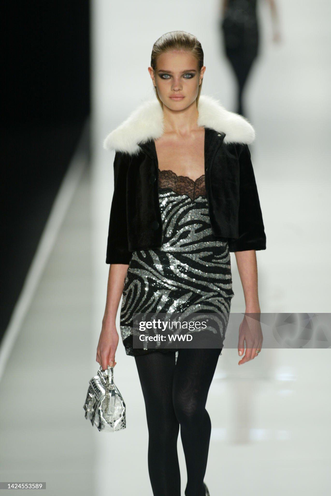 A/W 2003 Celine by Michael Kors Zebra Print Sequin & Lace Mini Dress runway For Sale 10