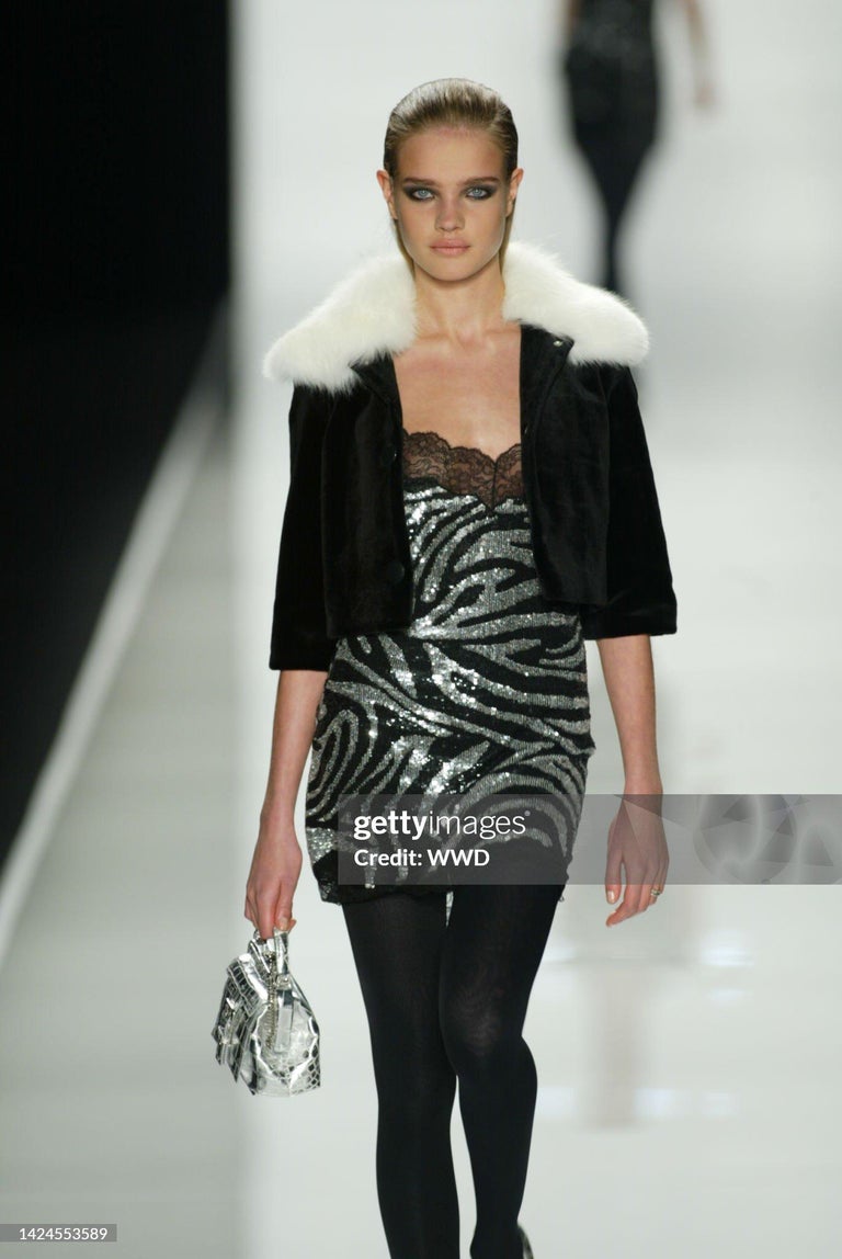 A/W 2003 Celine by Michael Kors Zebra Print Sequin and Lace Mini