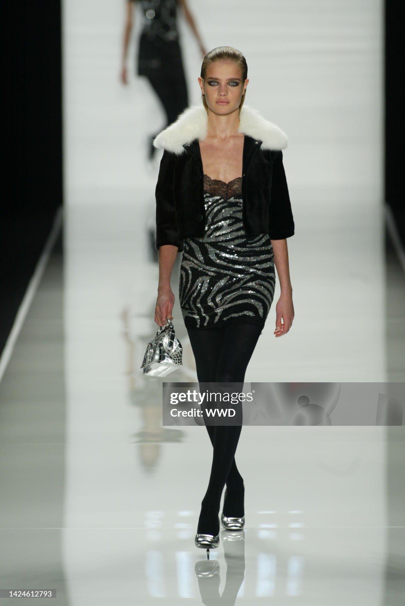 A/W 2003 Celine by Michael Kors Zebra Print Sequin & Lace Mini Dress runway For Sale 11