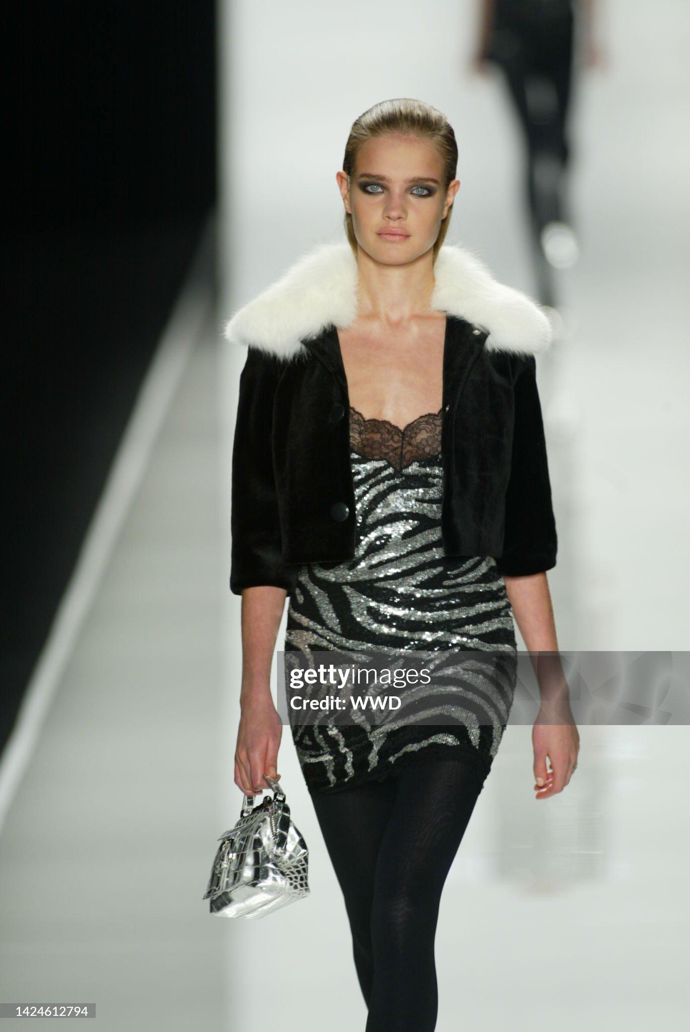A/W 2003 Celine by Michael Kors Zebra Print Sequin & Lace Mini Dress runway For Sale 12