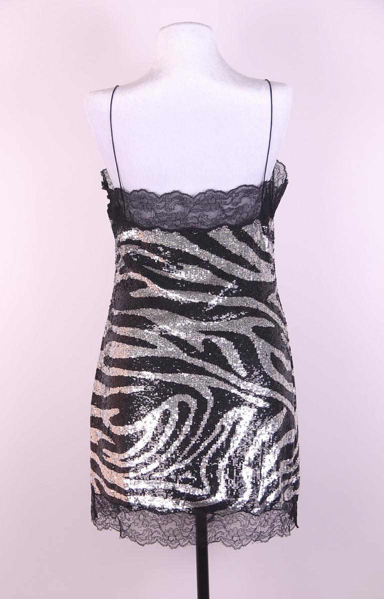 A/W 2003 Celine by Michael Kors Zebra Print Sequin & Lace Mini Dress runway For Sale 3