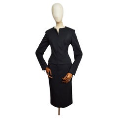 A/W 2003 Christian Dior by John Galliano Black Fitted Jacket & Pencil Skirt Set