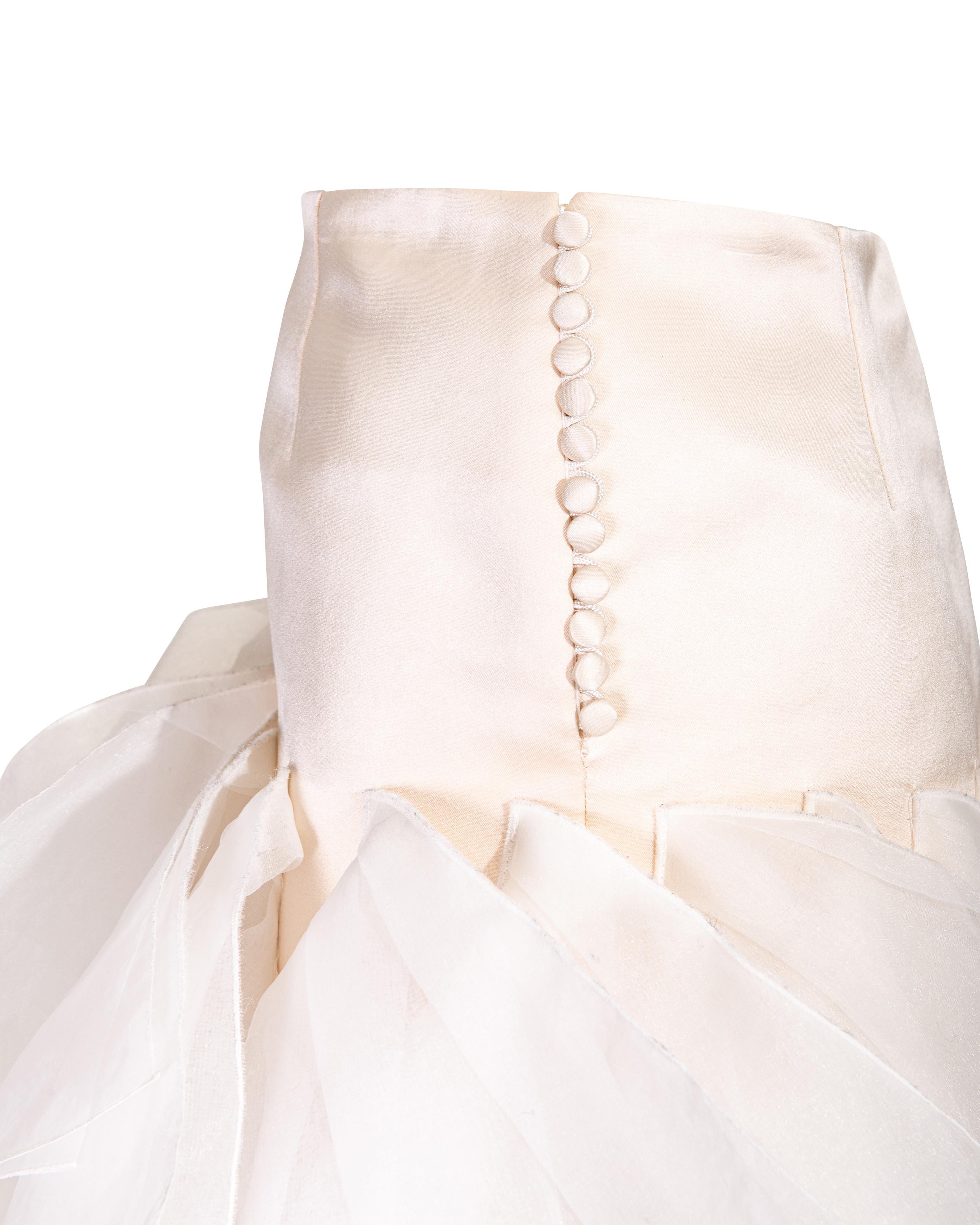 A/W 2003 Christian Dior Ecru Silk Mini Skirt with Organza Layered Ruffle Hem 3