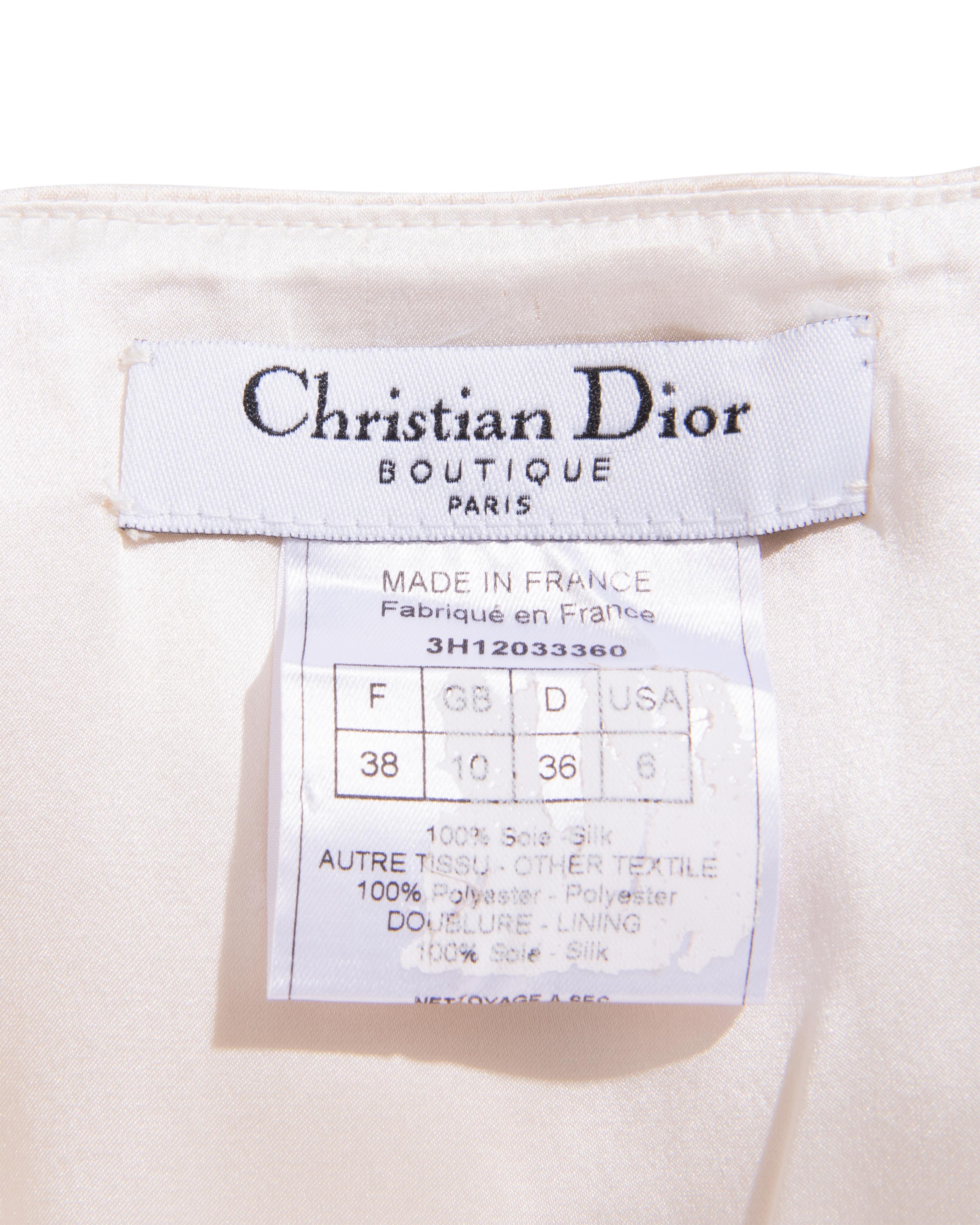A/W 2003 Christian Dior Ecru Silk Mini Skirt with Organza Layered Ruffle Hem 5