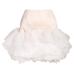 A/W 2003 Christian Dior Ecru Silk Mini Skirt with Organza Layered Ruffle Hem