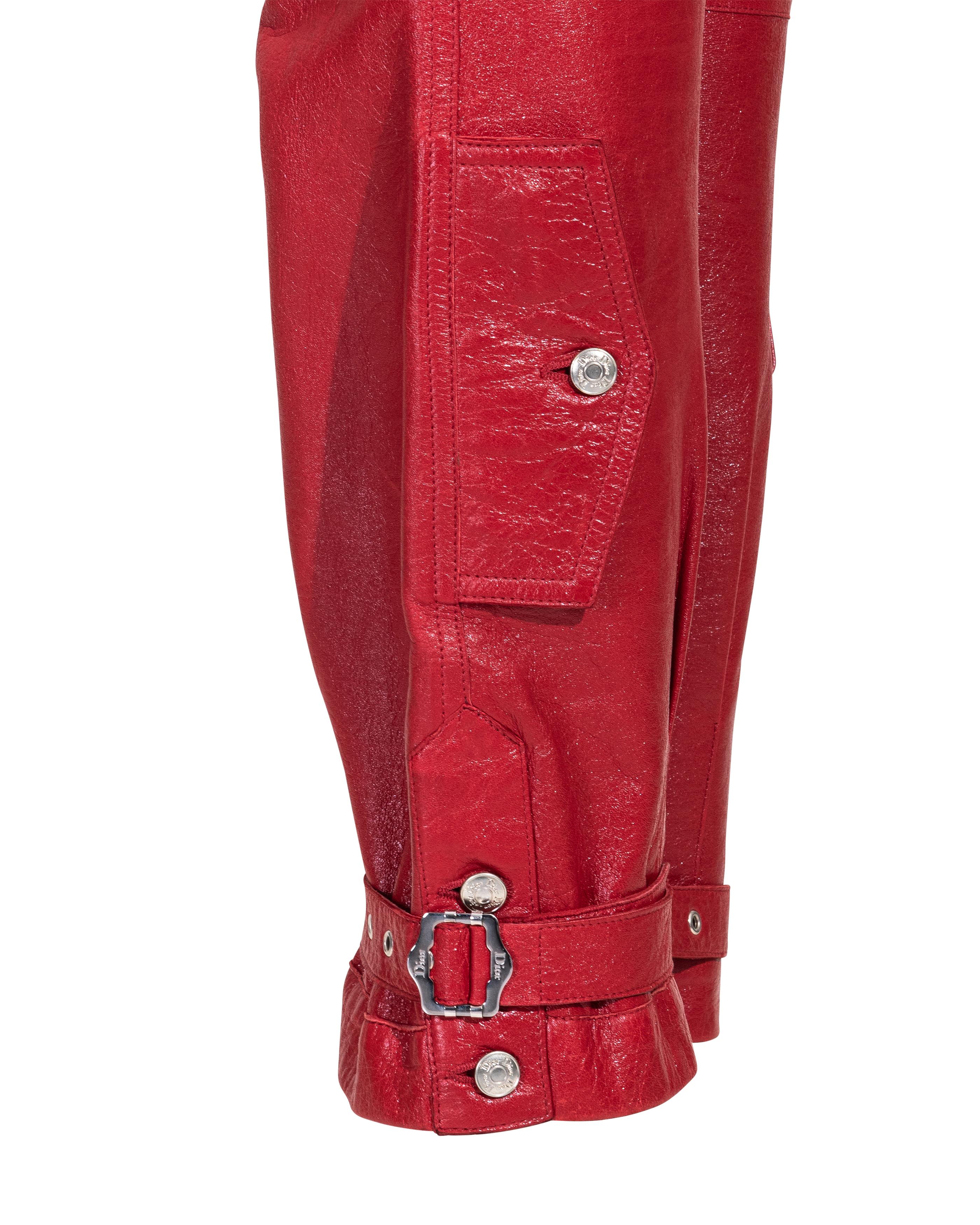 A/W 2003 Christian Dior ‘Hard Core’ Collection Red Leather Pants For Sale 3