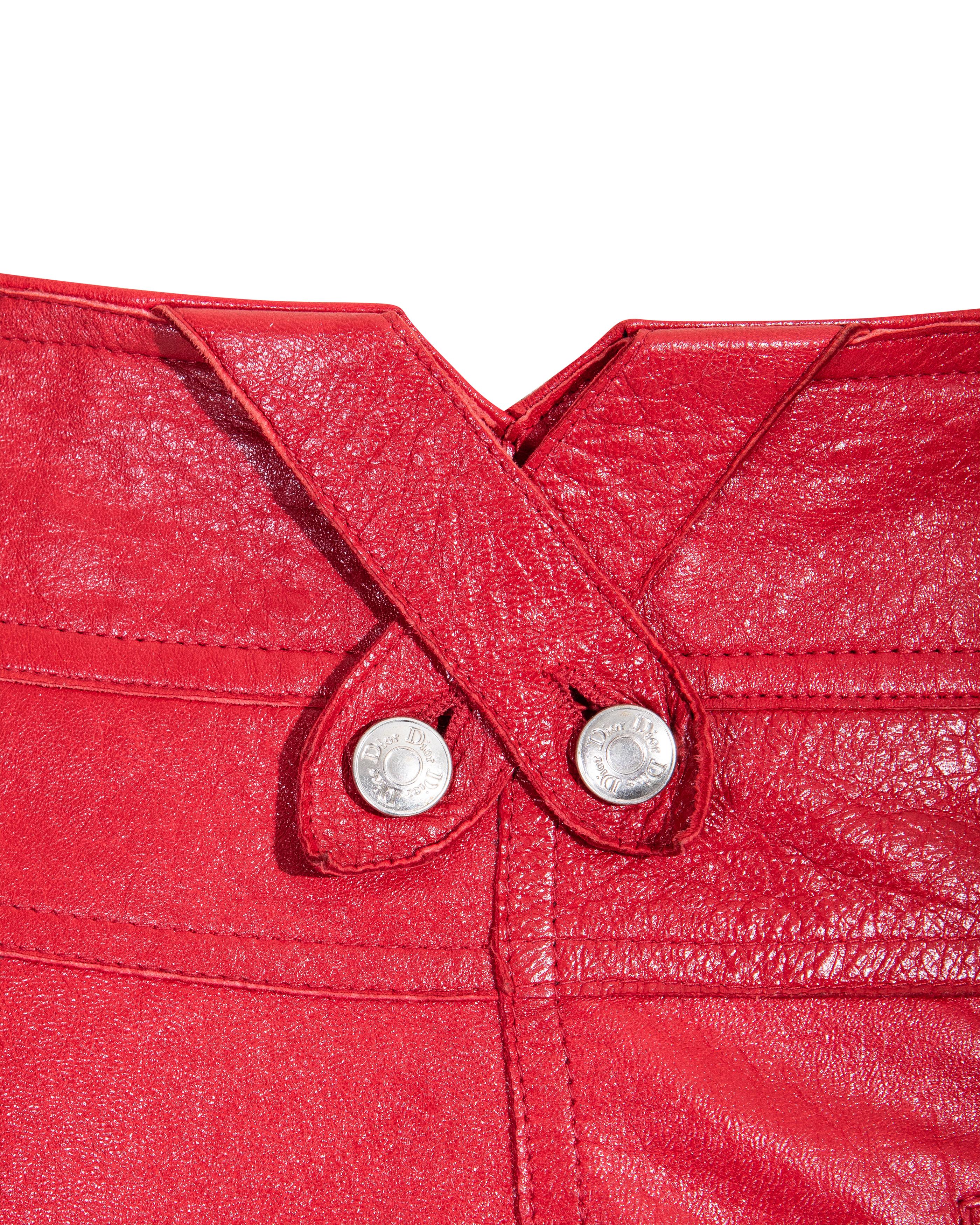 A/W 2003 Christian Dior 'Hard Core' Collection Pantalon en cuir rouge en vente 4