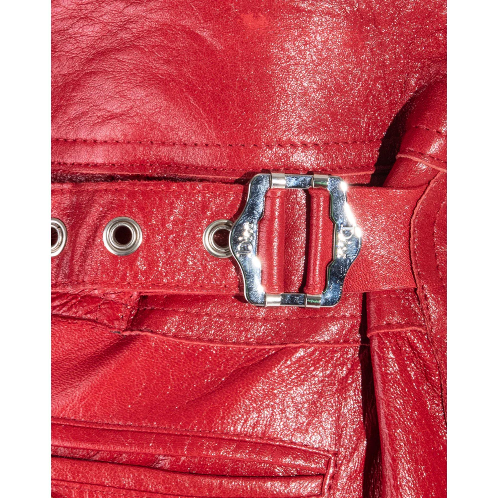 Women's A/W 2003 Christian Dior ‘Hard Core’ Collection Red Leather Pants For Sale