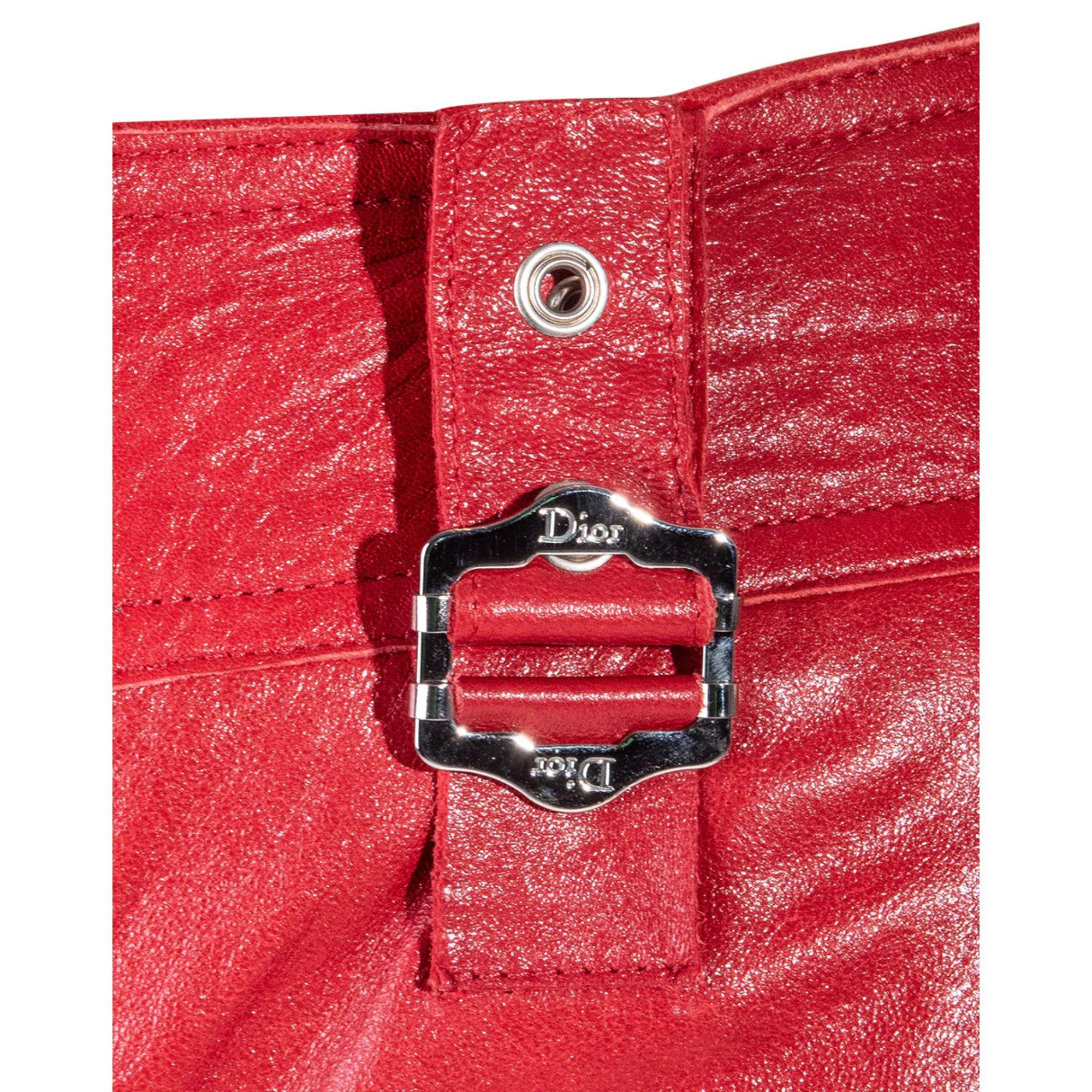 A/W 2003 Christian Dior 'Hard Core' Collection Pantalon en cuir rouge en vente 6