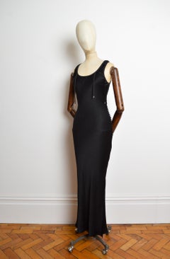 A/W 2003 Christian Dior John Galliano black Maxi long satin slip evening dress