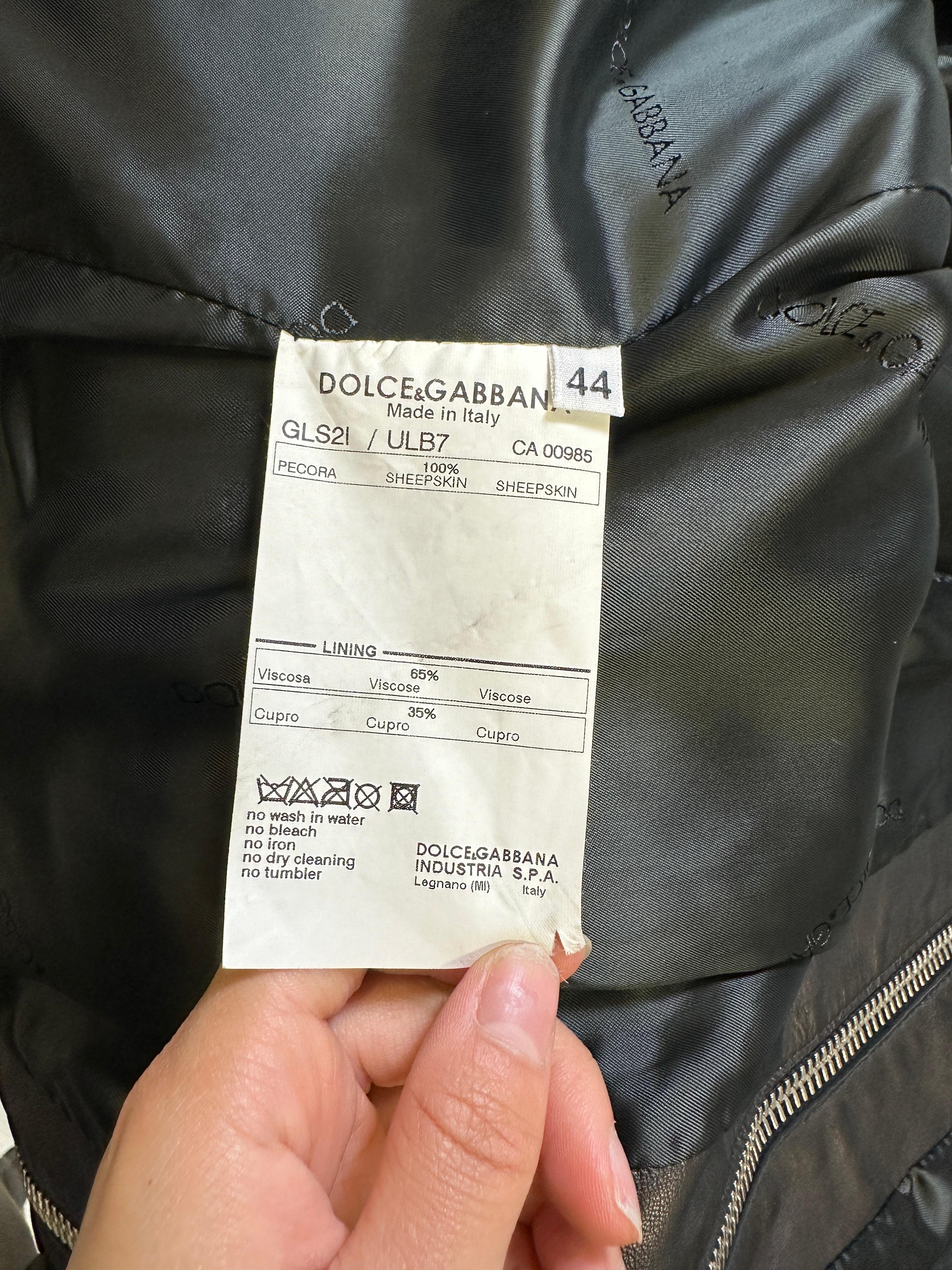 A/W 2003 Dolce & Gabbana full zipper high neck leather jacket For Sale 5