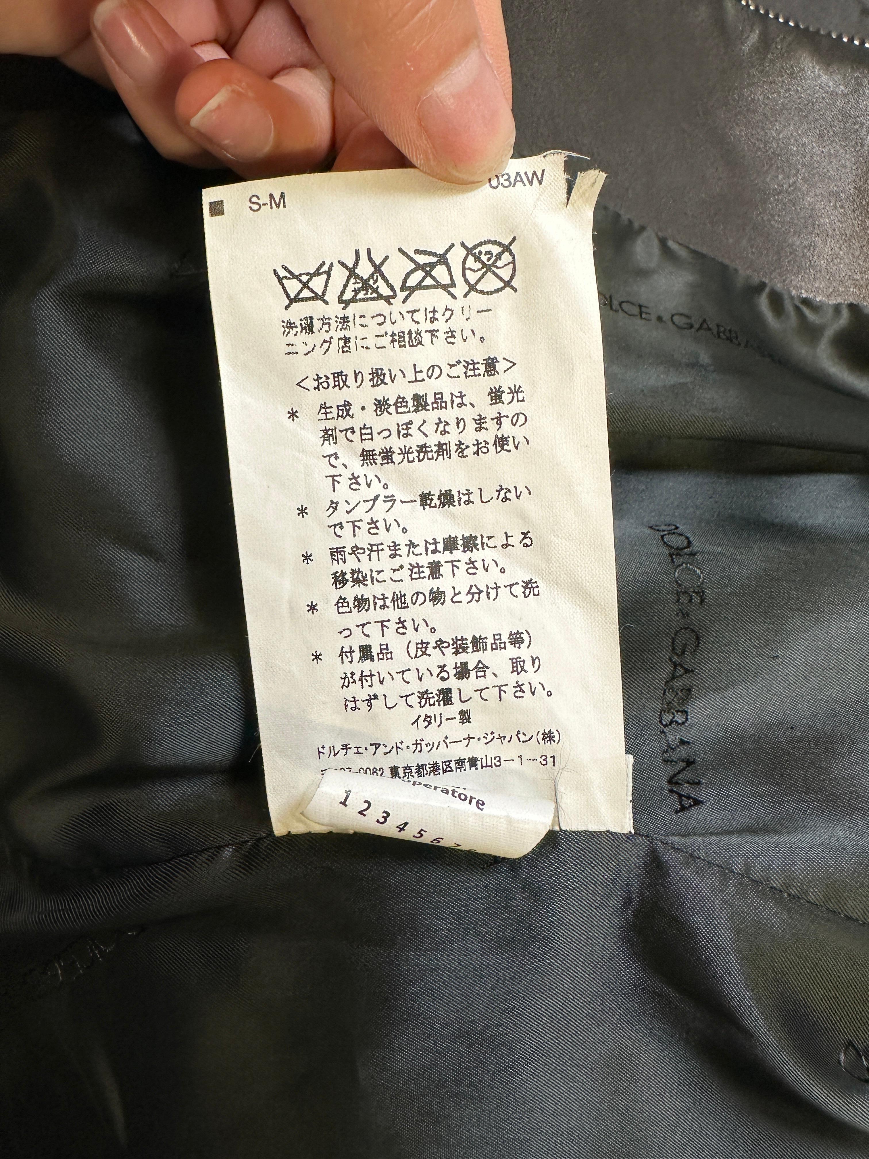 A/W 2003 Dolce & Gabbana full zipper high neck leather jacket For Sale 6