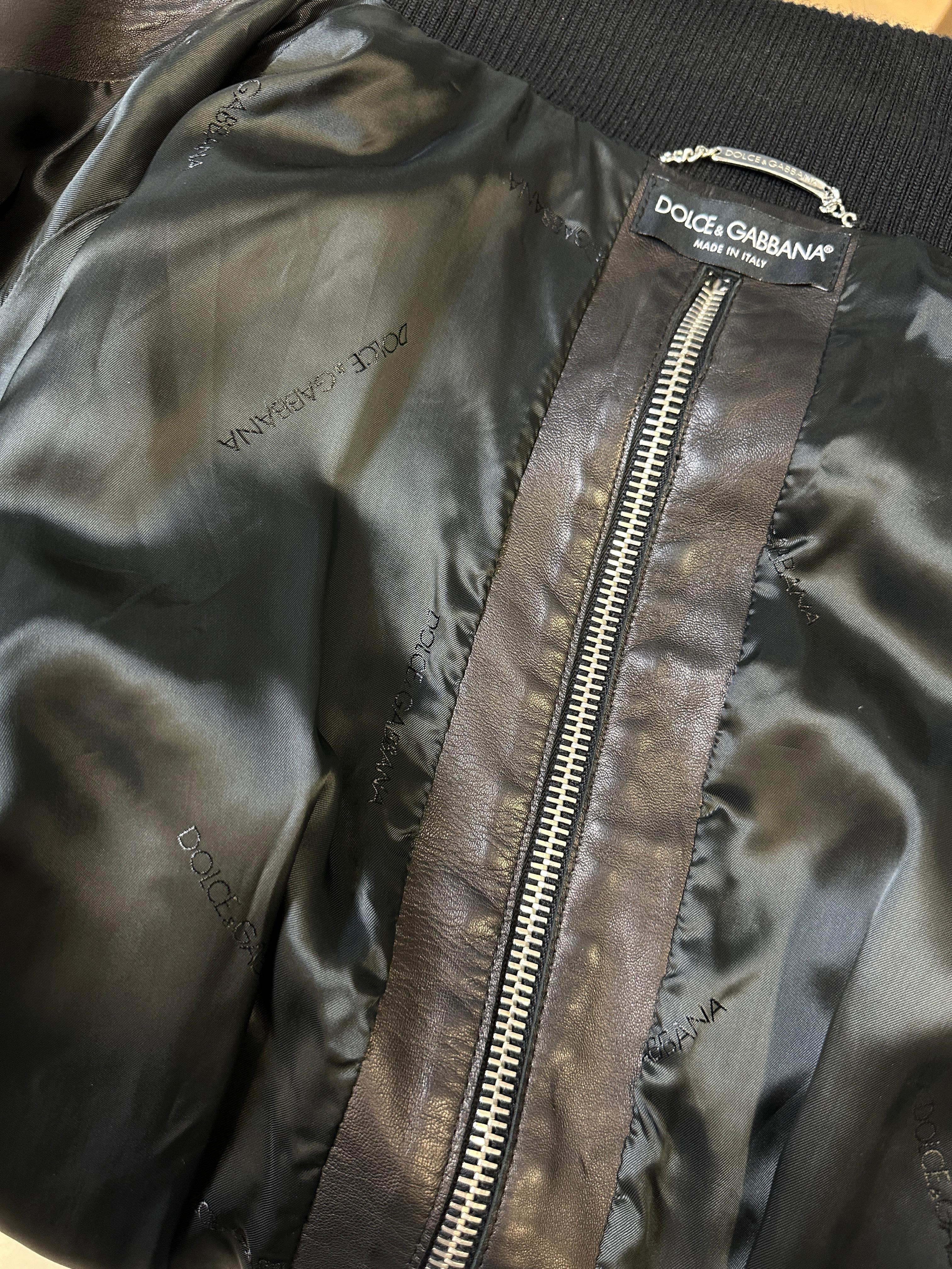 A/W 2003 Dolce & Gabbana full zipper high neck leather jacket For Sale 7