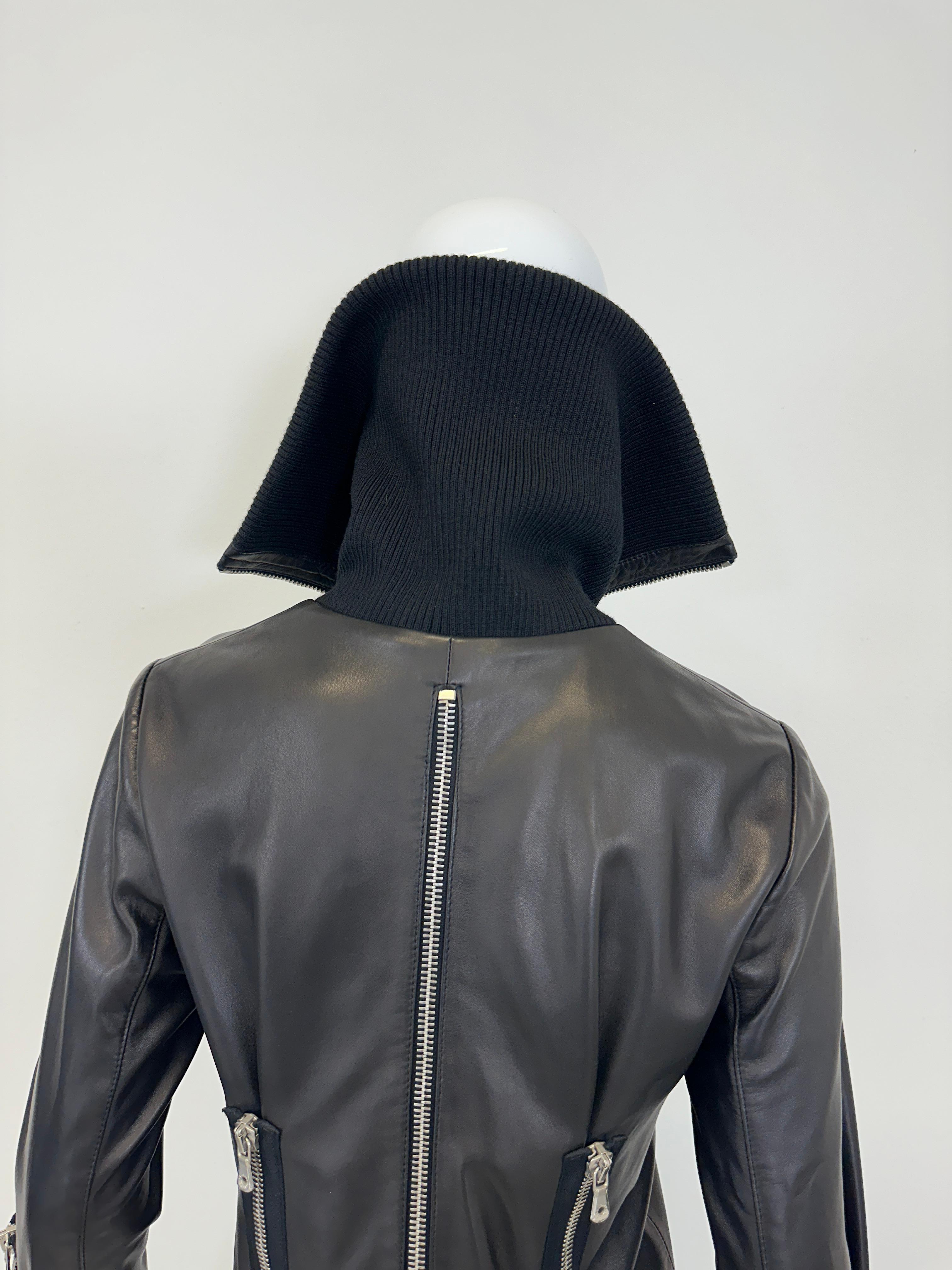 A/W 2003 Dolce & Gabbana full zipper high neck leather jacket For Sale 2