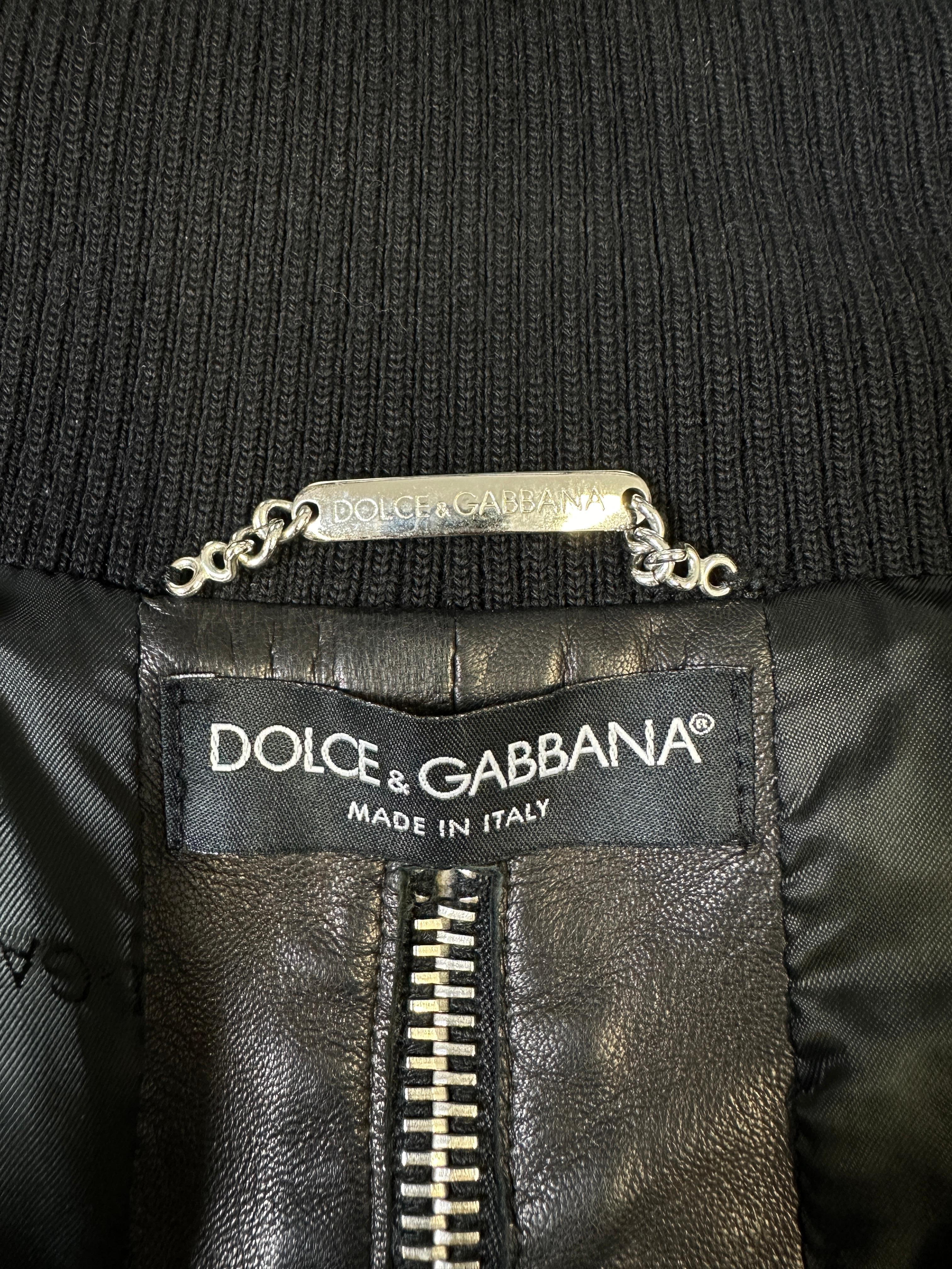 A/W 2003 Dolce & Gabbana full zipper high neck leather jacket For Sale 4