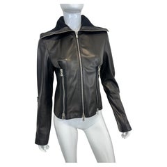 A/W 2003 Dolce & Gabbana full zipper high neck leather jacket 