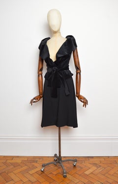 A/W 2003 Vivienne Westwood Black Velvet Off-Shoulder Bustier Skirt Suit Ensemble