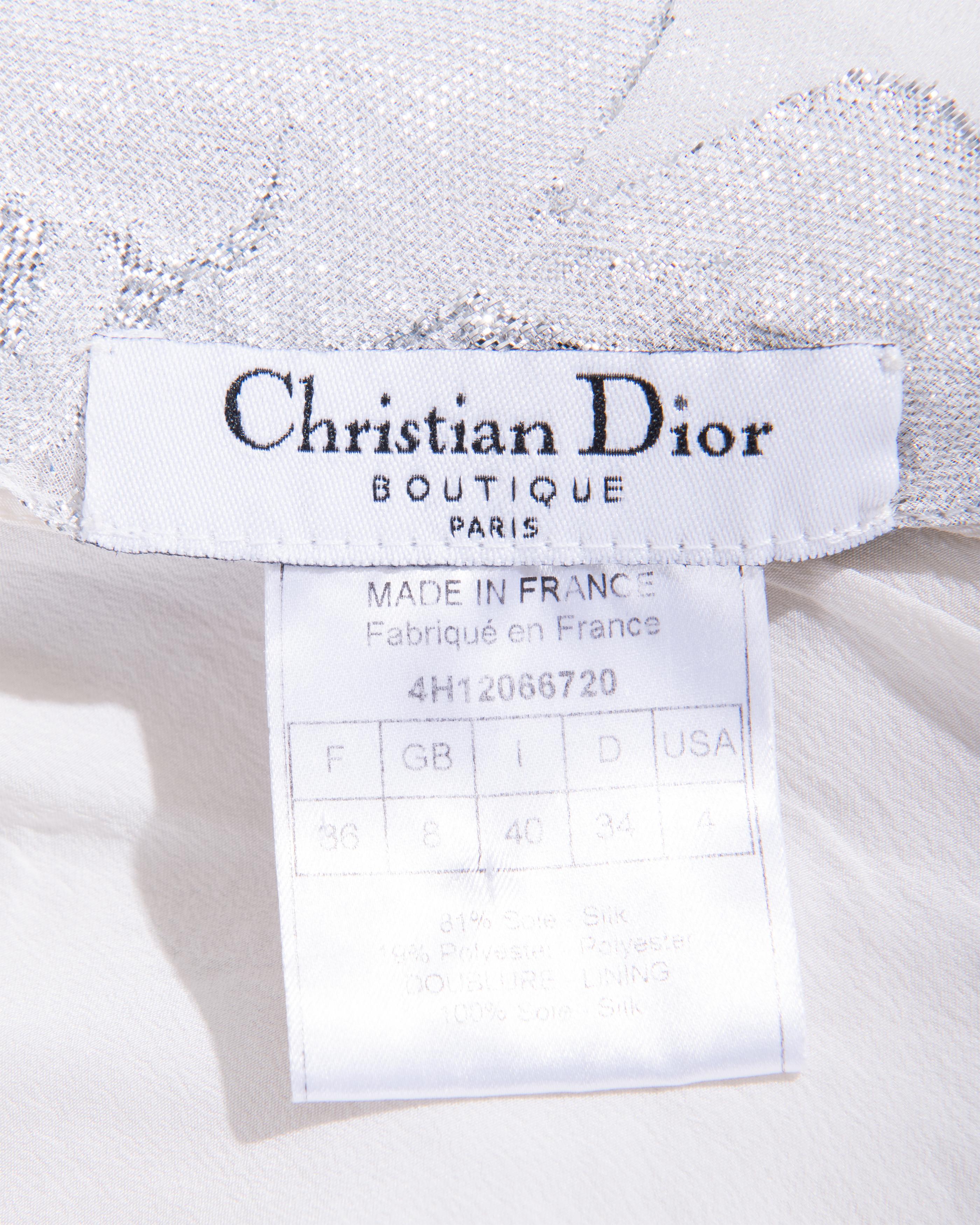 A/W 2004 Christian Dior by John Galliano  Ivory and Silver Lamé Bias Cut Gown 7