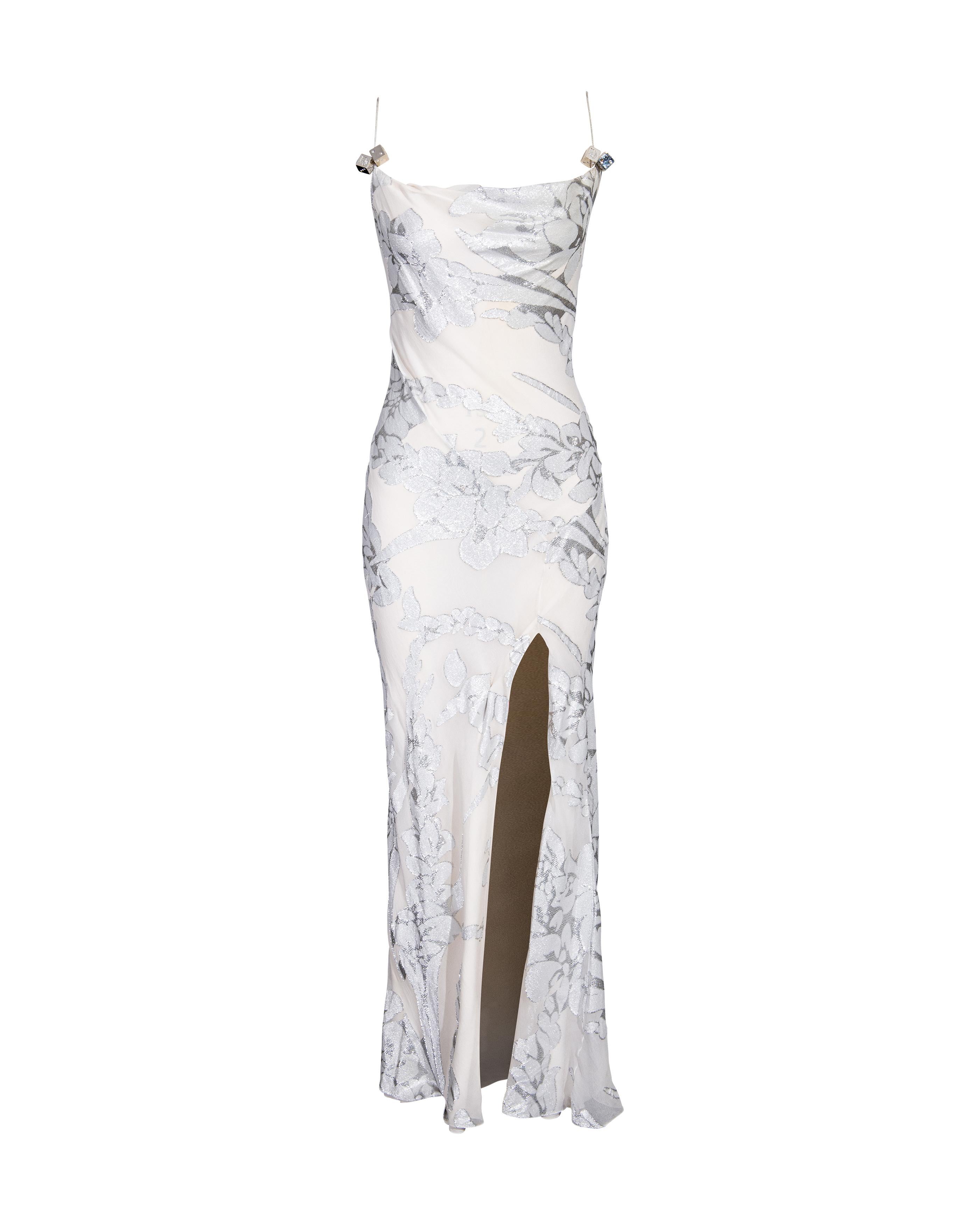 A/W 2004 Christian Dior by John Galliano  Ivory and Silver Lamé Bias Cut Gown 1