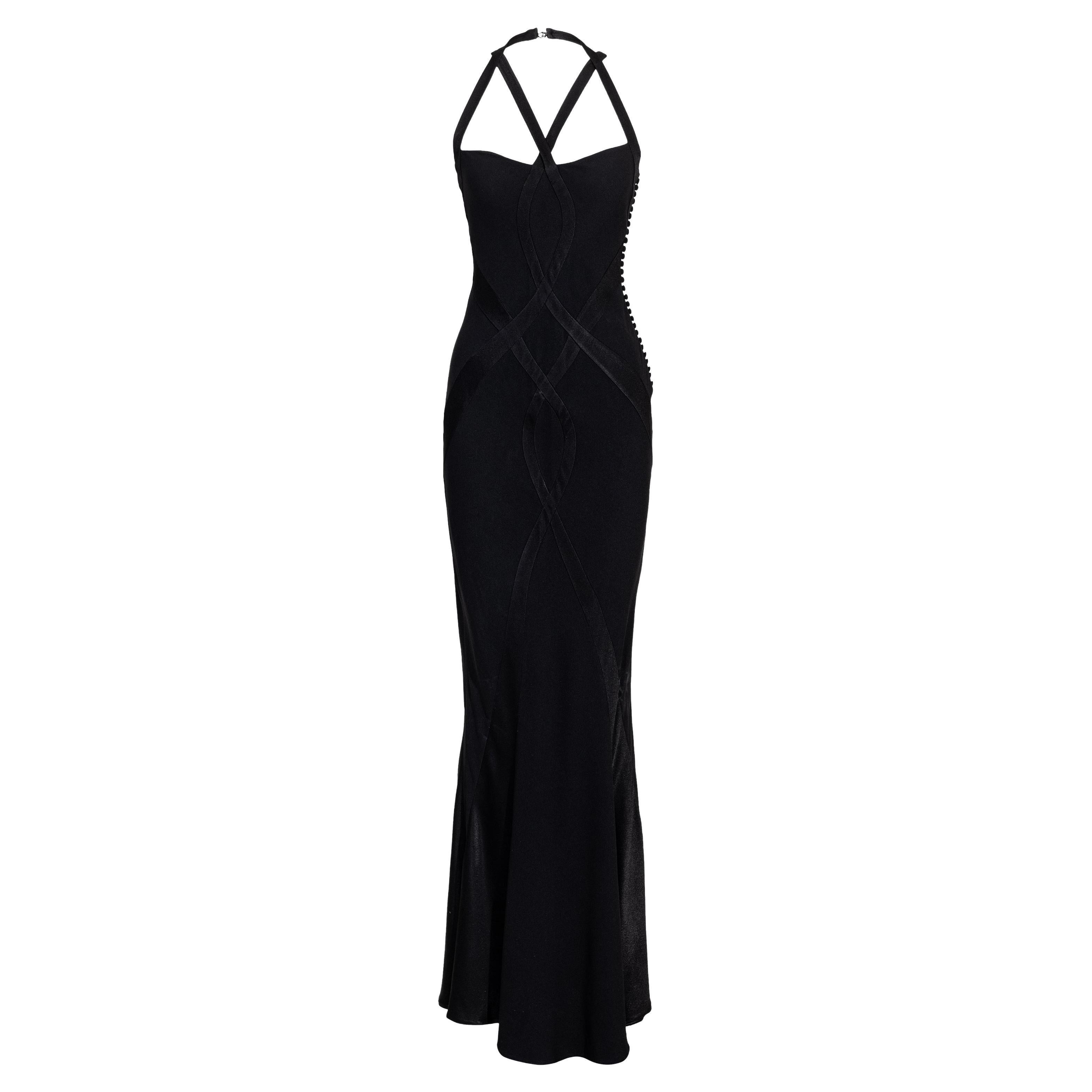 A/W 2004 Christian Dior Cutout Black Silk Gown