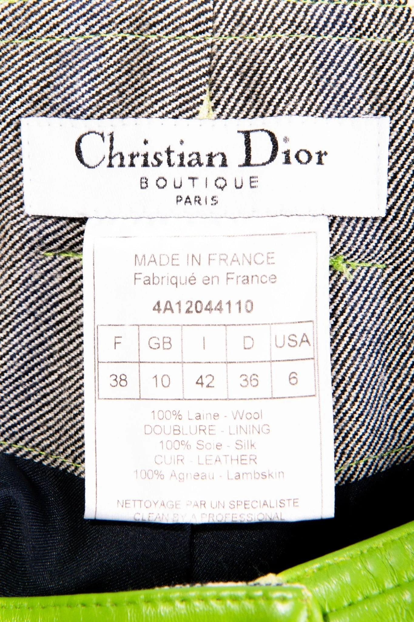 A/W 2004 Christian Dior Neon Green and Plaid Pants In Good Condition In North Hollywood, CA