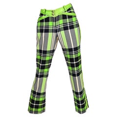 A/W 2004 Christian Dior Neon Green and Plaid Pants