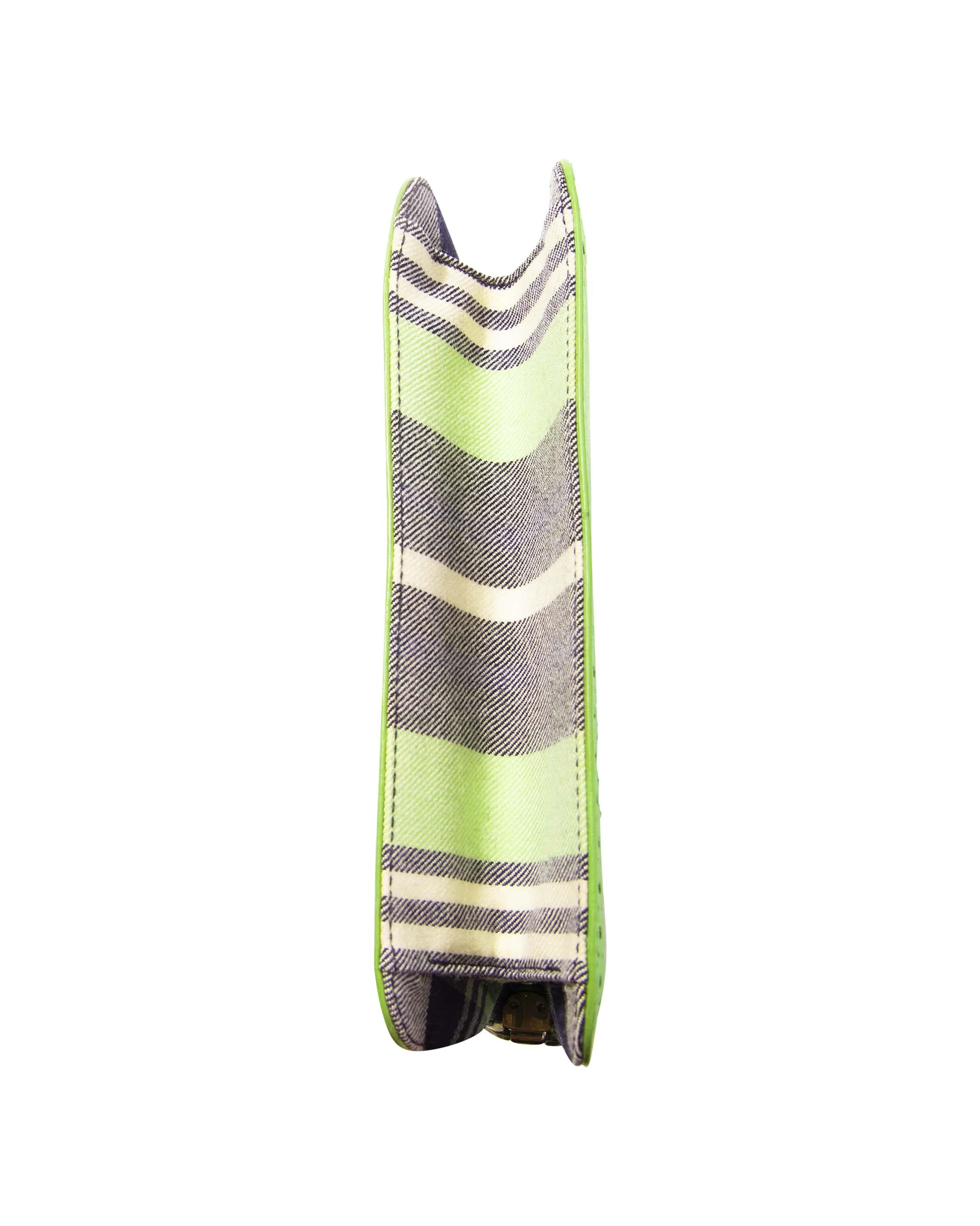 A/W 2004 Christian Dior Neon Green and Plaid Purse In Excellent Condition In North Hollywood, CA