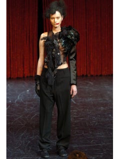 A/W 2004 Comme des Garçons runway feather shoulder mesh top