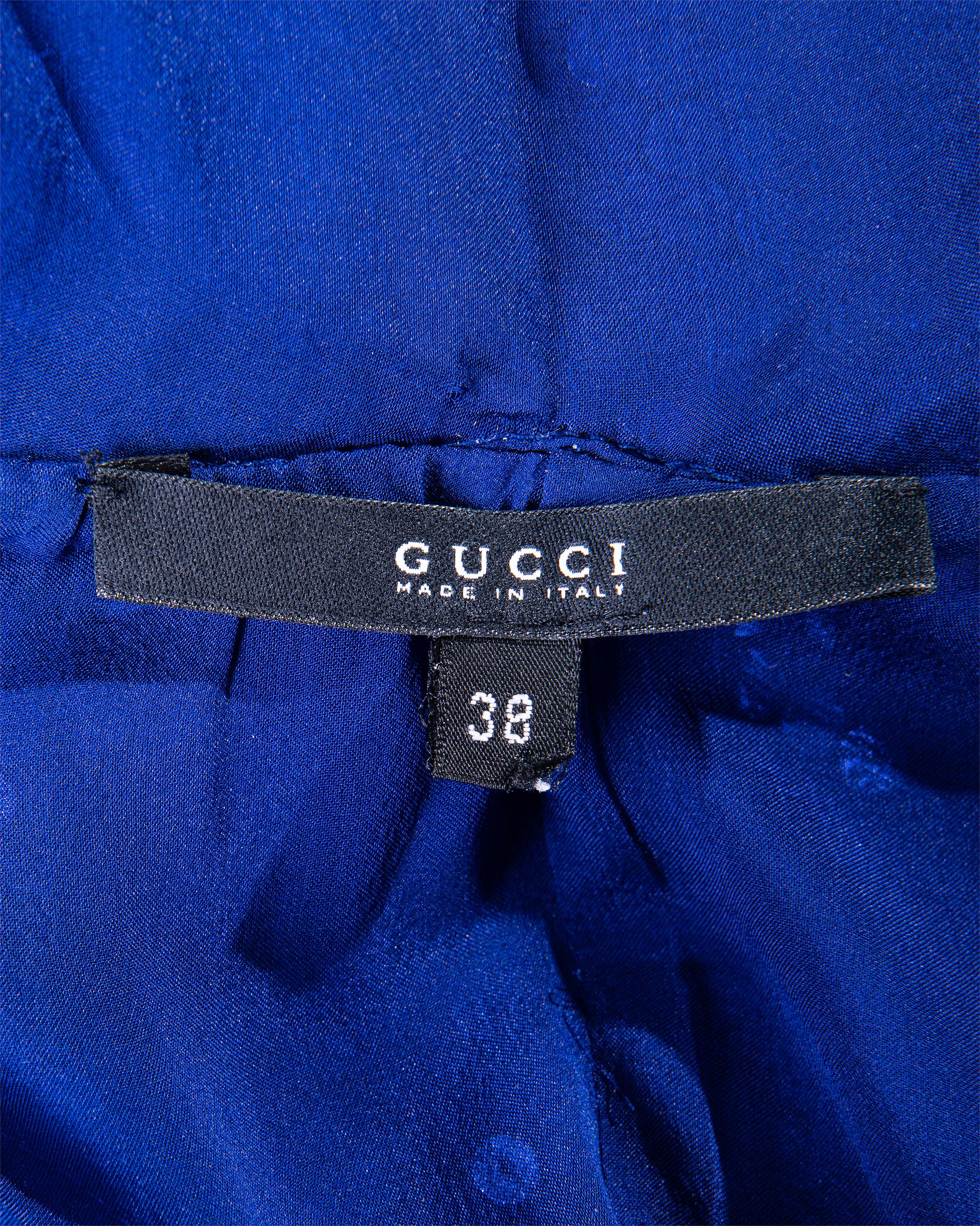 A/W 2004 Gucci by Tom Ford Blaues Paillettenkleid mit Ausschnitt 12