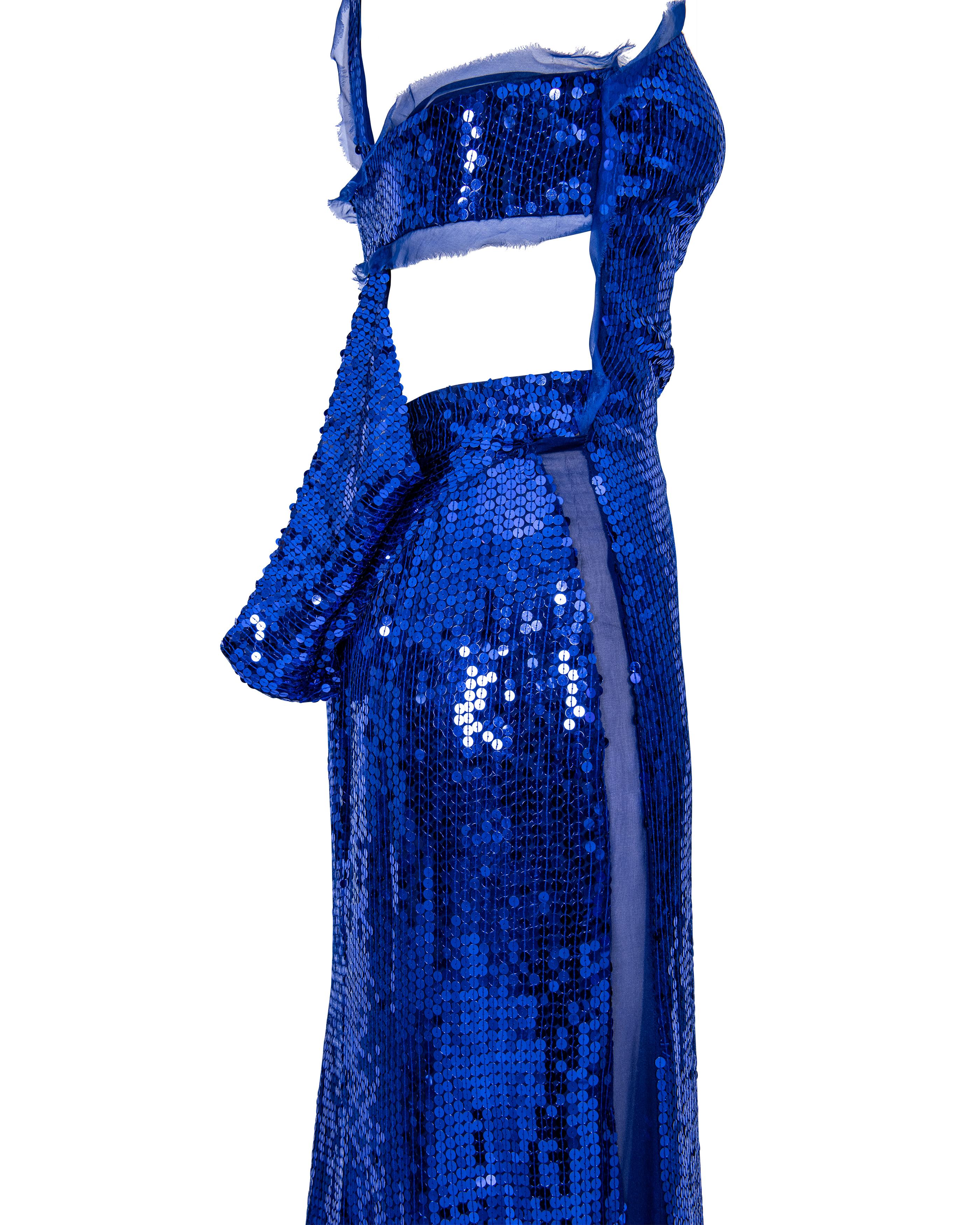 A/W 2004 Gucci by Tom Ford Blue Cutout Sequin Gown For Sale 3