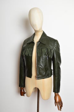 A/W 2005 - 2006 Alexander McQueen Fringed Dark Diesel Green Leather Jacket
