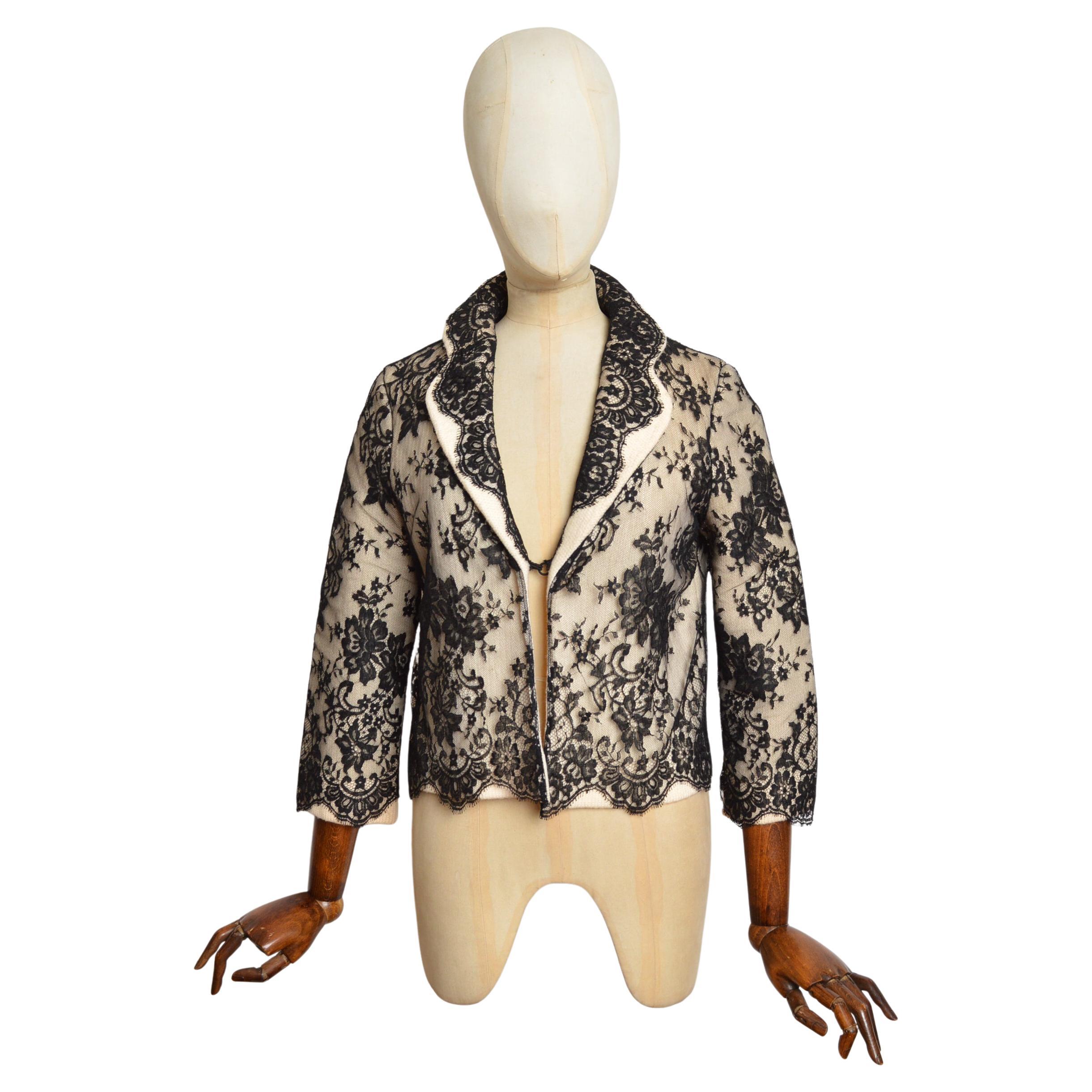 A/W 2005 Christian Dior by John Galliano Black & Layered Lace Knit Jacket