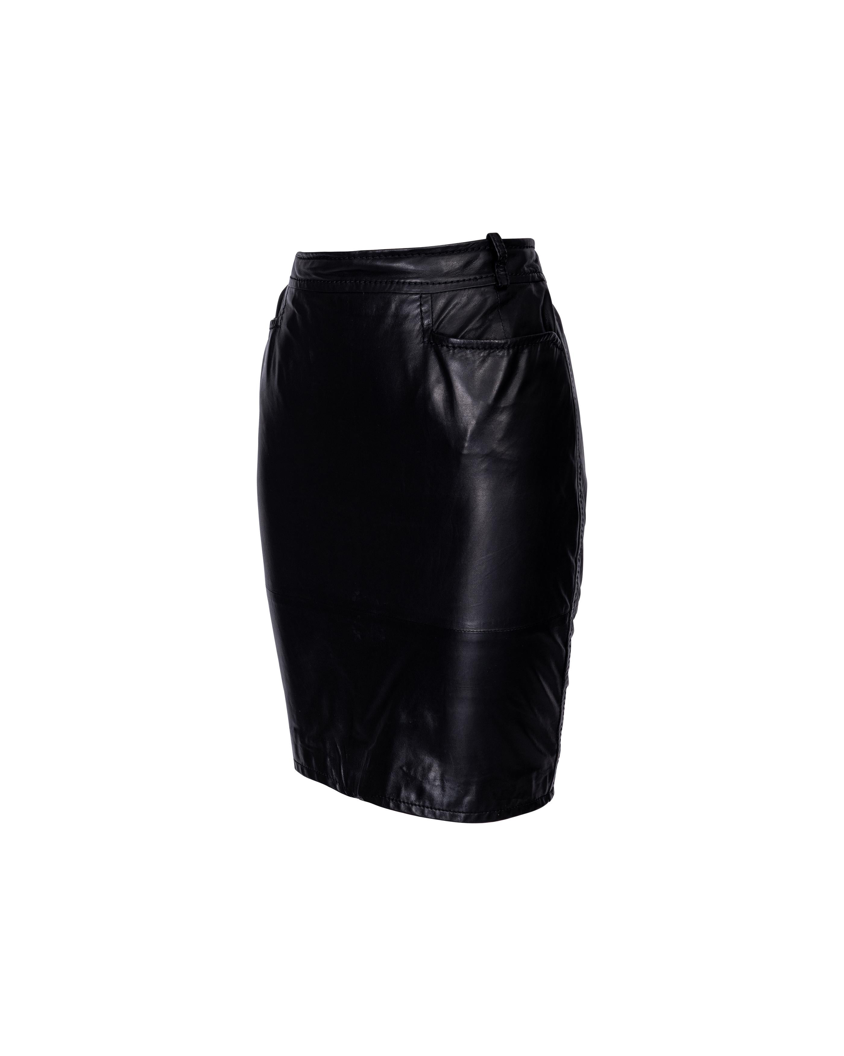 A/W 2005 Christian Dior by John Galliano Black Leather Skirt Set 3