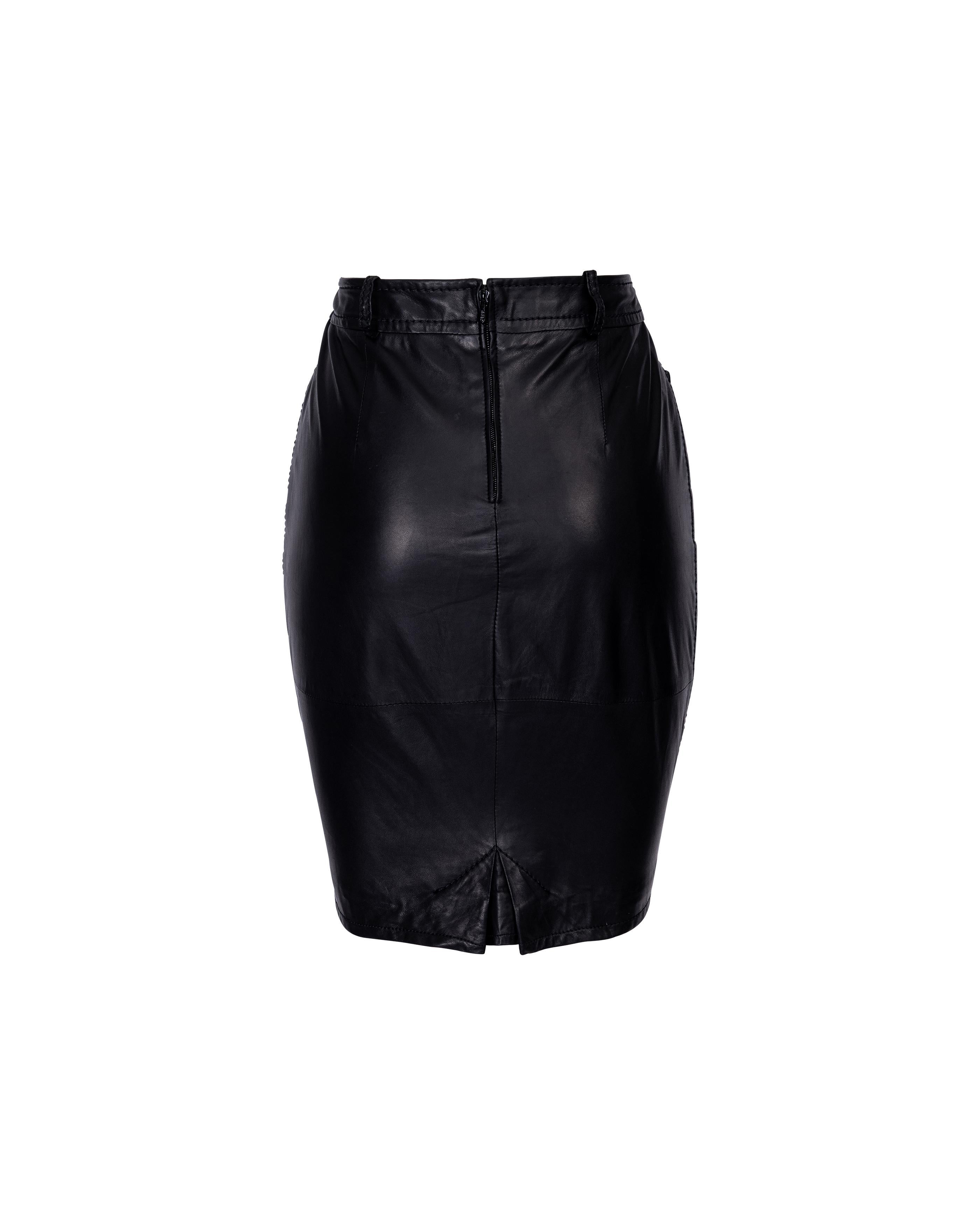 A/W 2005 Christian Dior by John Galliano Black Leather Skirt Set 5