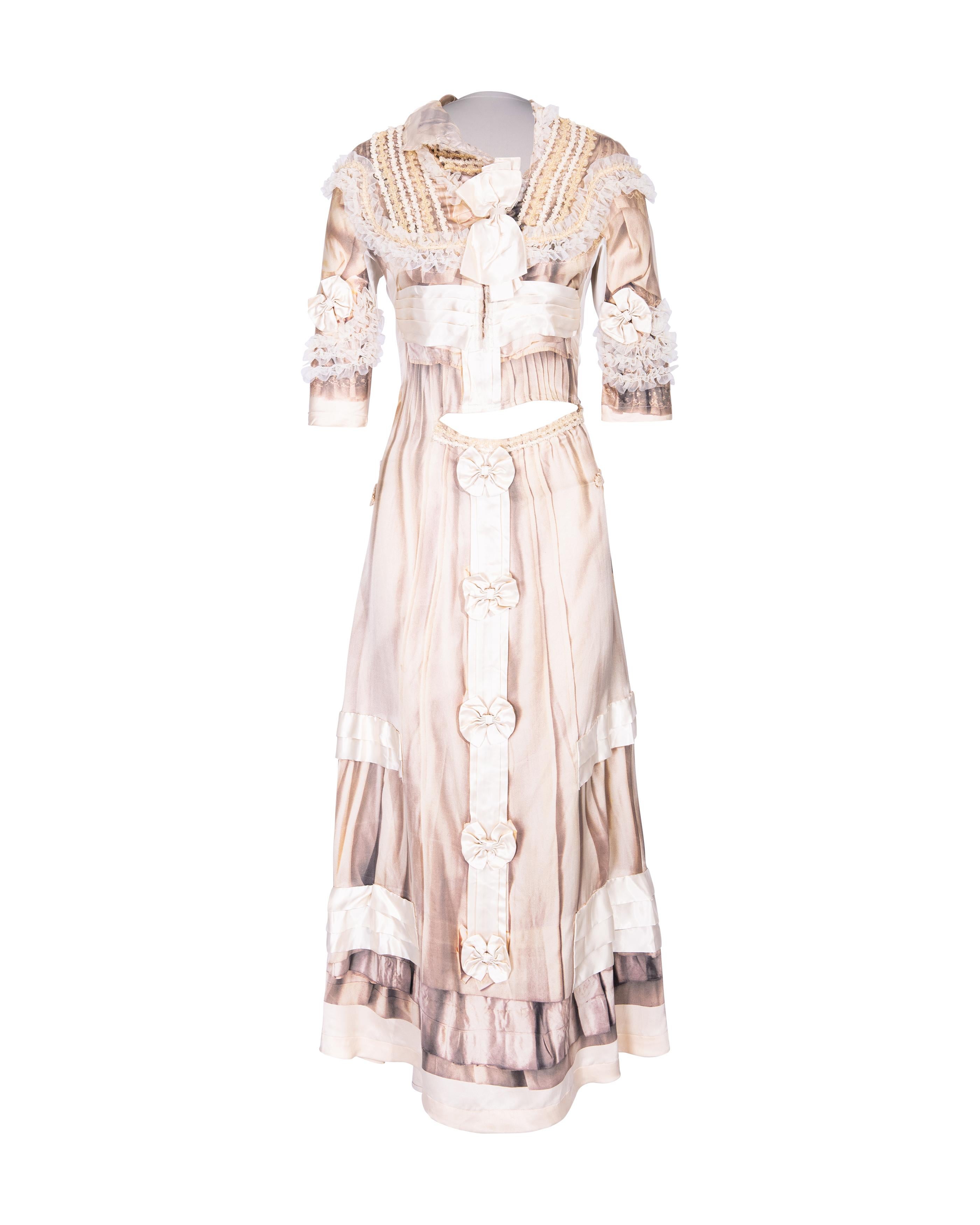 A/W 2005 Comme des Garcons  'Broken Bride' Collection Deconstructed Tan Gown For Sale 3