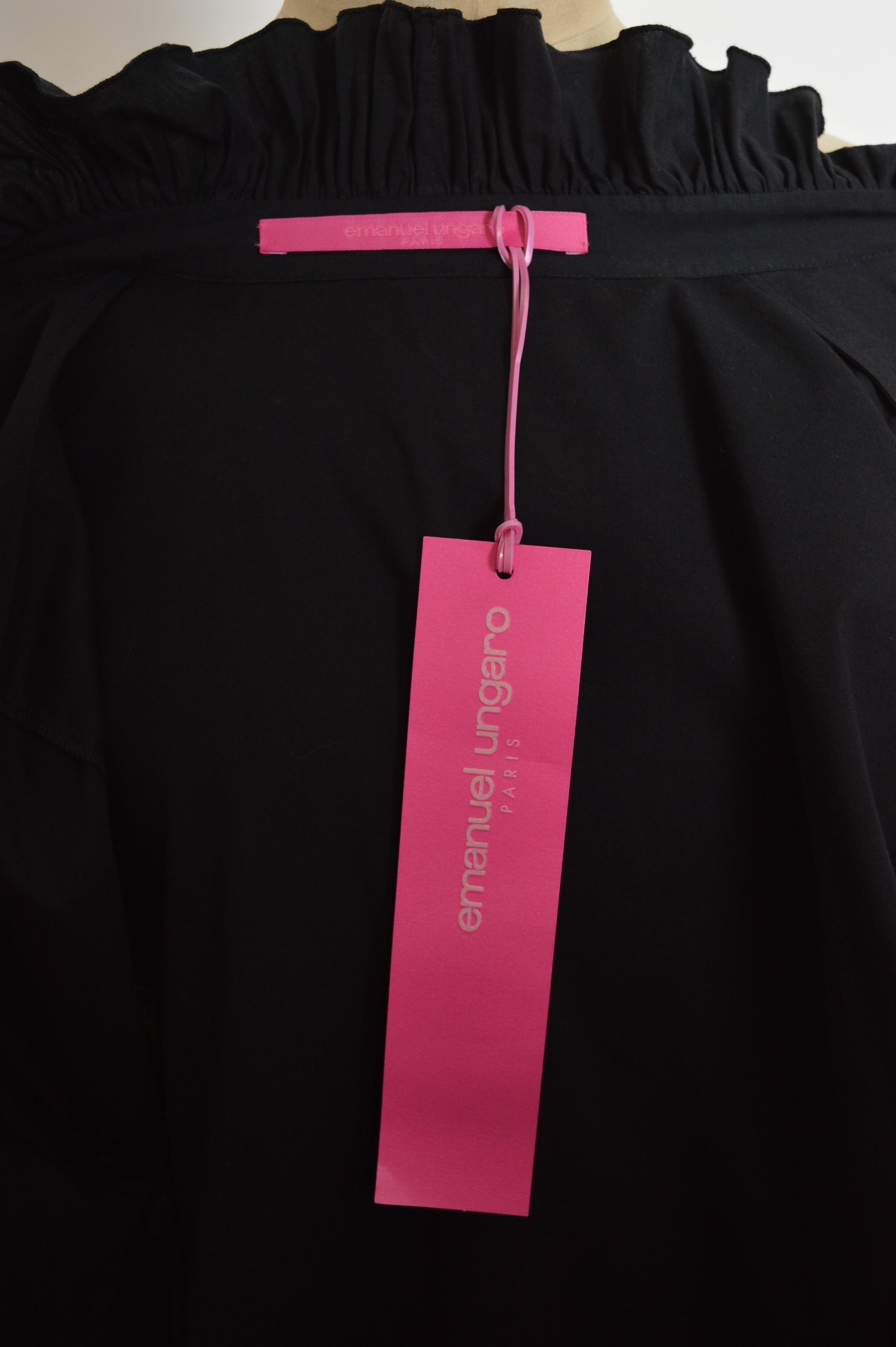A/W 2005 Emmanuel Ungaro Chemise victorienne noire à col roulé en vente 5